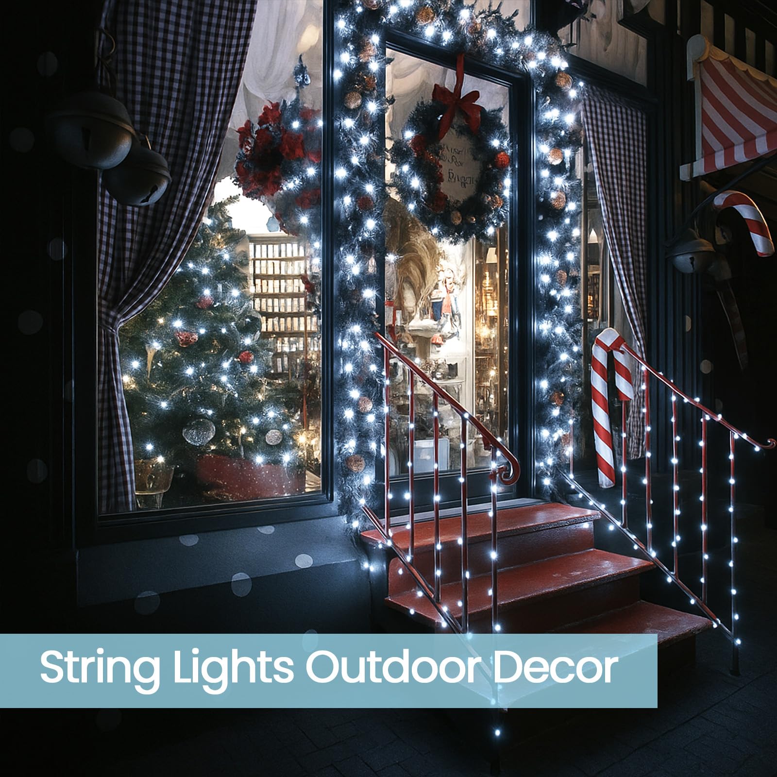 6 Pack 270Ft Solar Christmas Lights Outdoor Waterproof  Super Bright 480 Led Solar String Lights With 8 Lighting Modes  Green Wire Twinkle Tree Light For Outside Xmas Party Decor (Cool White)