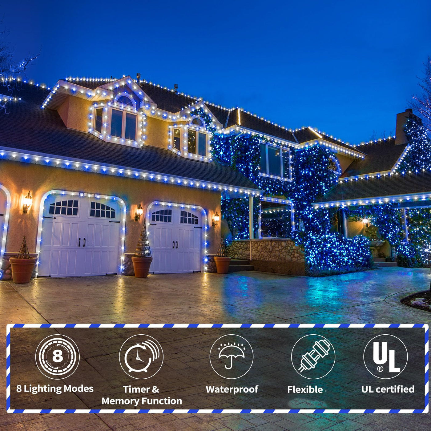 LED Rope Lights Outdoor, 1440 LED Flexible Tube Lights With 8 200ft Green