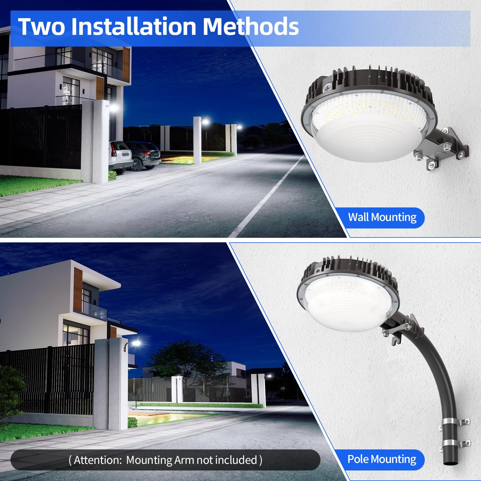 NUOGUAN 120W LED Barn Light, 18000LM, Dusk to Dawn Photocell, ETL Listed, 5000K Daylight, IP65 Waterproof, for Garage