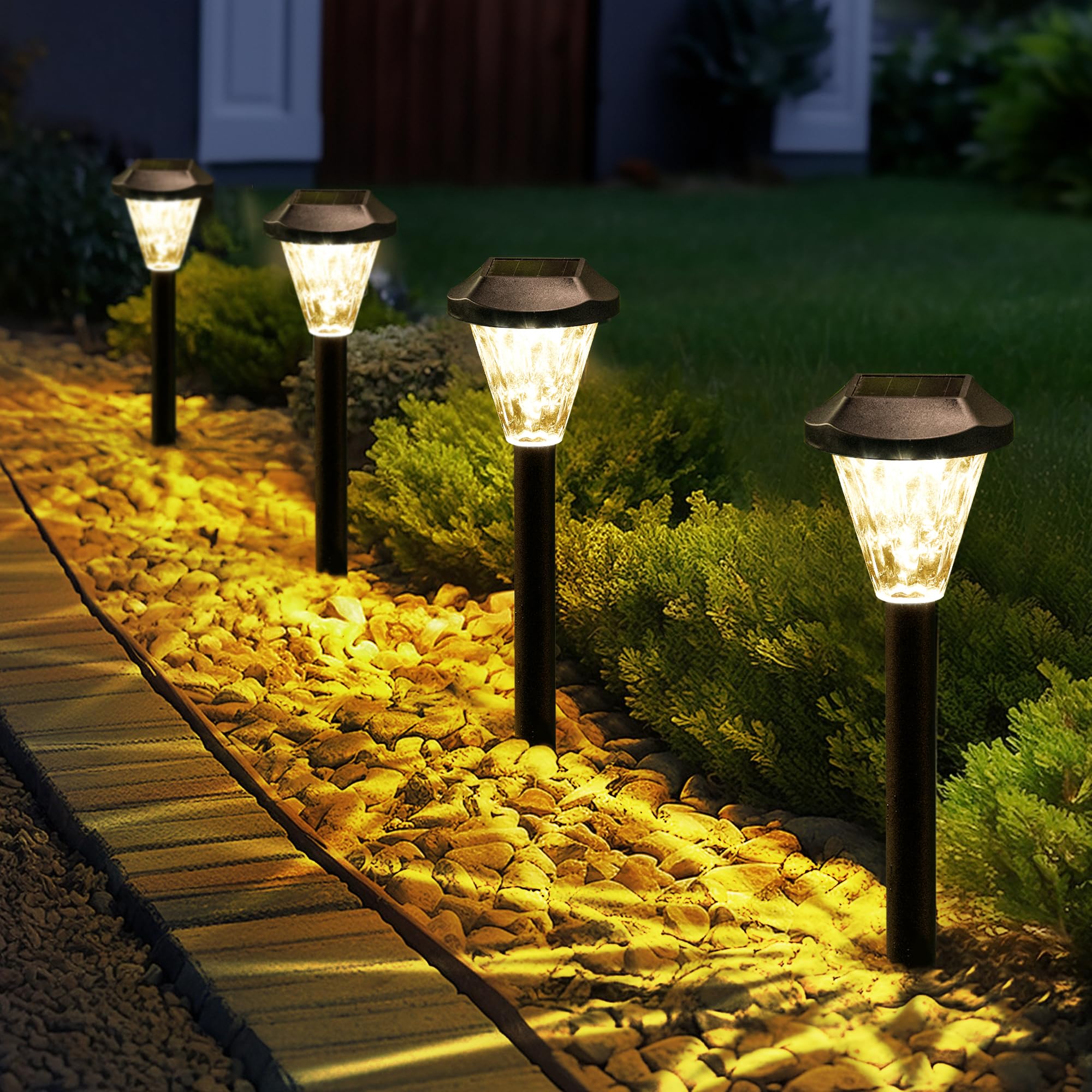 GIGALUMI 8 Pack Solar Lights Outdoor Waterproof,New Upgraded Solar Lights for Outside,Solar Garden Lights,Solar Outdoor Lights f