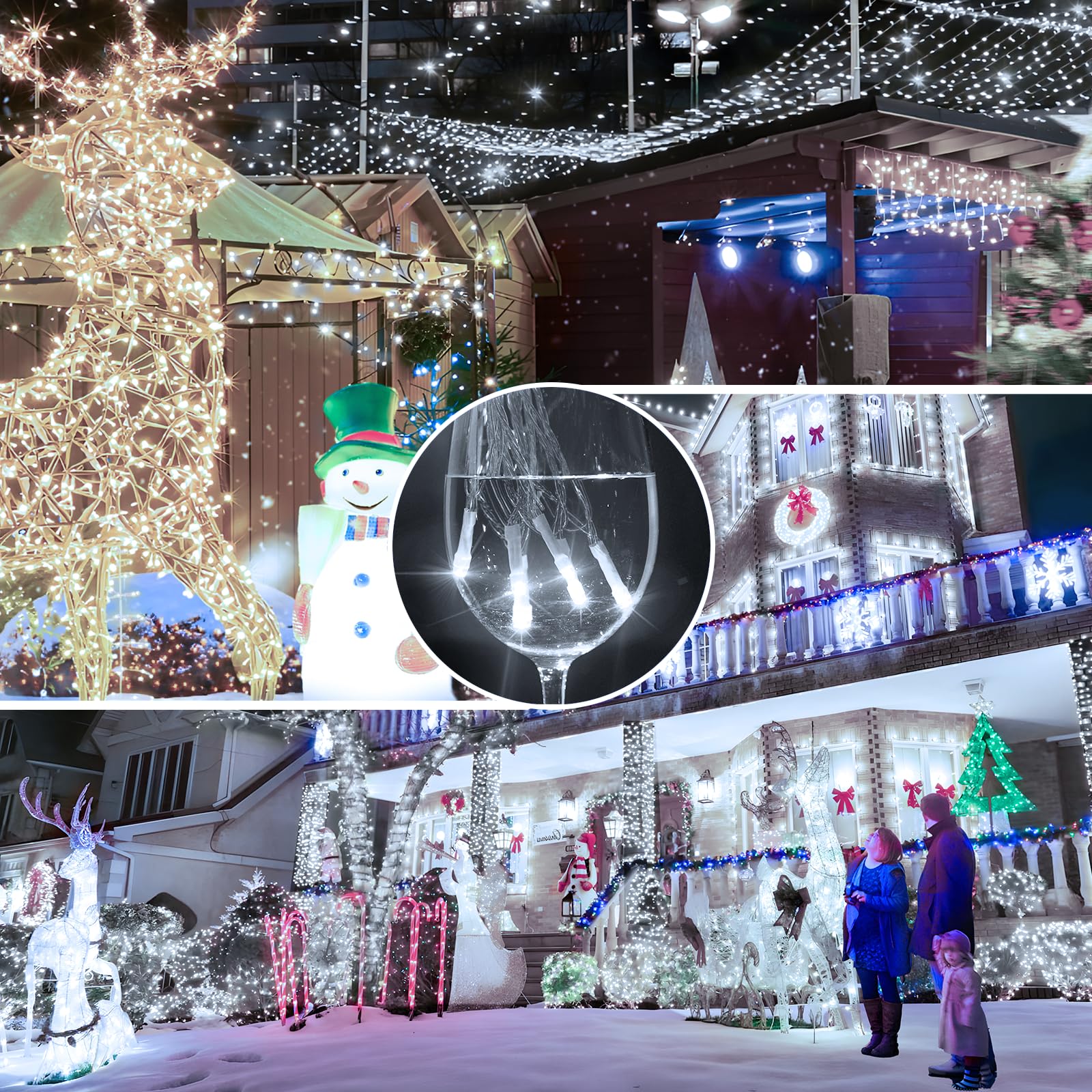 SAUIRS Christmas String Lights 600FT 1500LED Cold White Waterproof with Timer & Memory Function, Model HB01-MNO1005-JDY