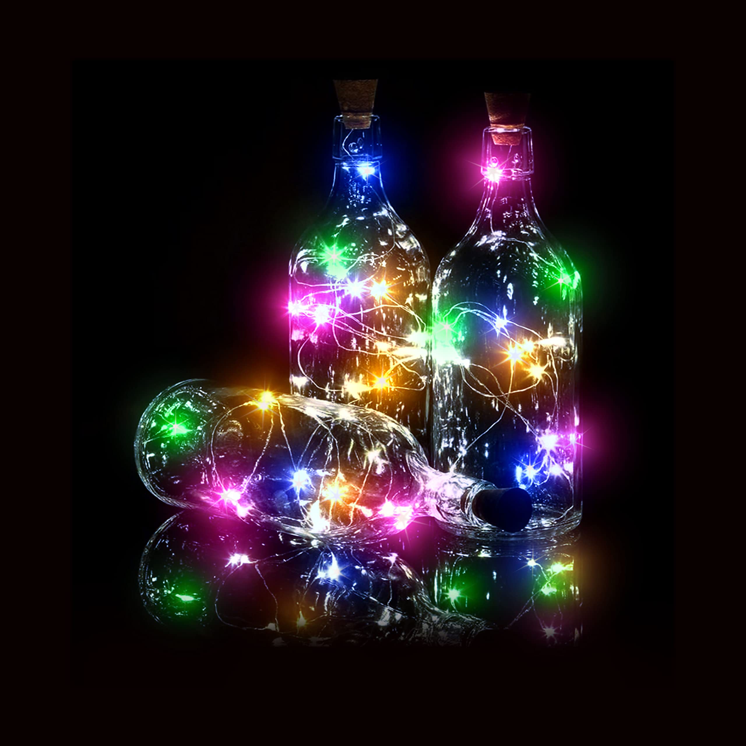 StarryMine Bottle Lights 12 Pack, 20 LEDs Cork Lights, Battery Powered Fairy String Lights, Colorful for DIY Decor