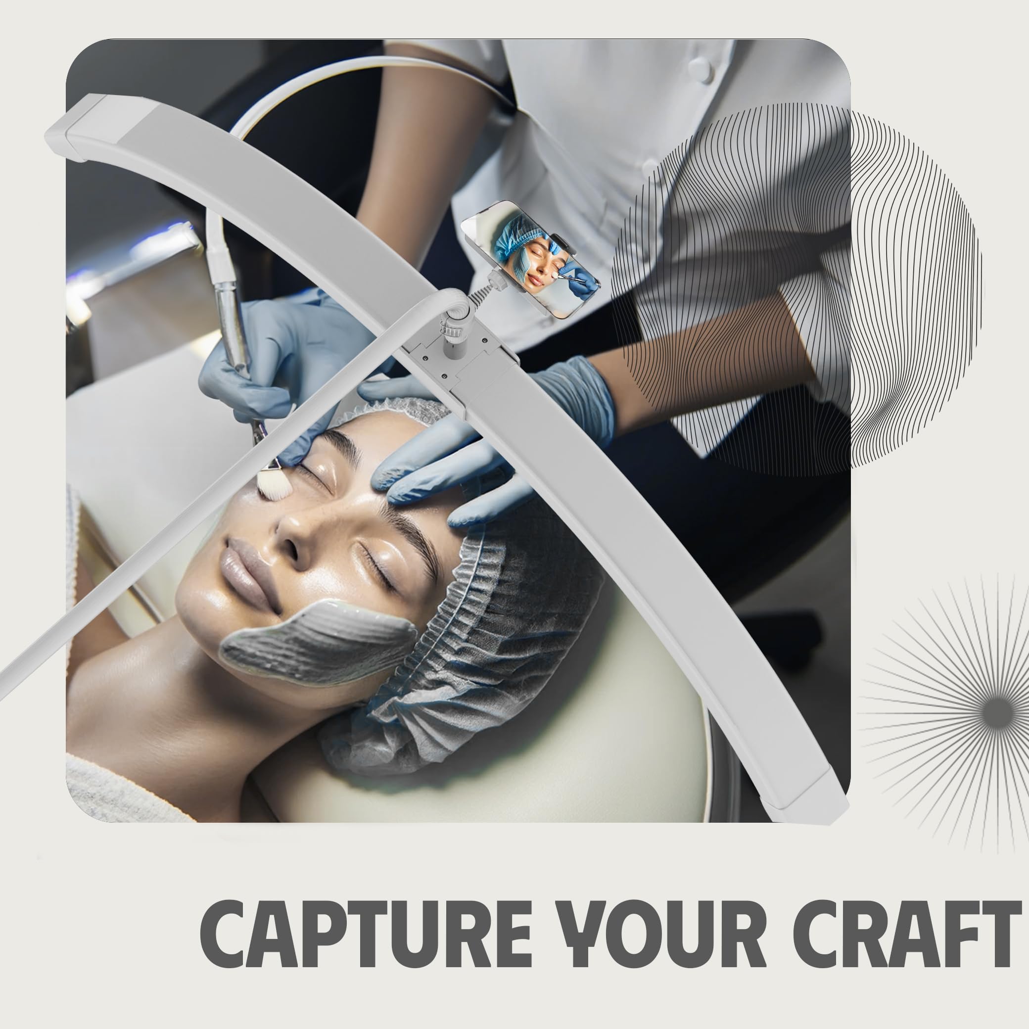 Hi_Friend 26 Inch Eyelash Led Floor Light, Half Moon Lamp For Eyelash Extension, Arched Lash Light, Esthetician Lighting For Bea