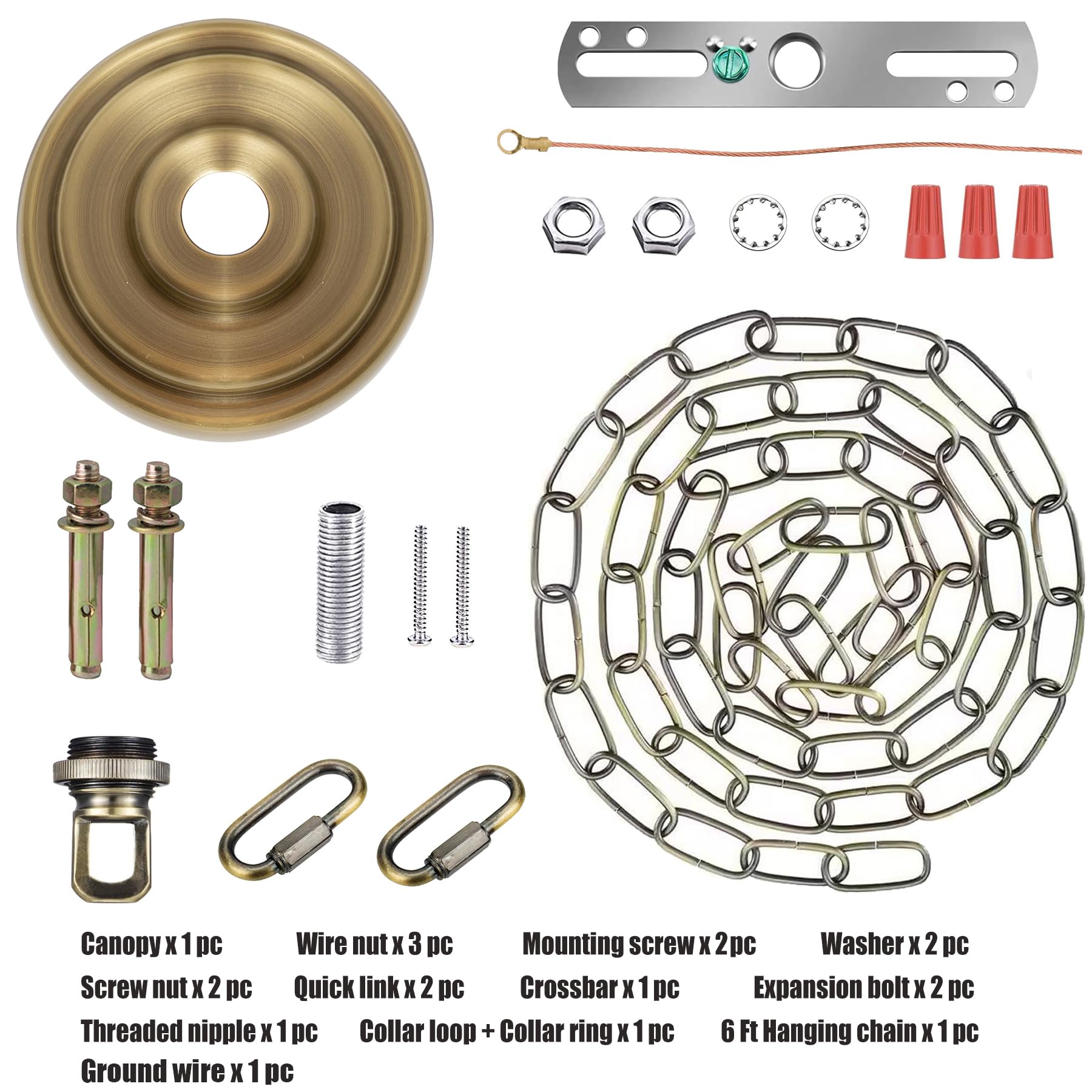 MAYOMAJO Light Canopy Kit with 6 Ft Chain, 5-5/16 Inch, Alloy Steel, Bronze, Model MY-221217