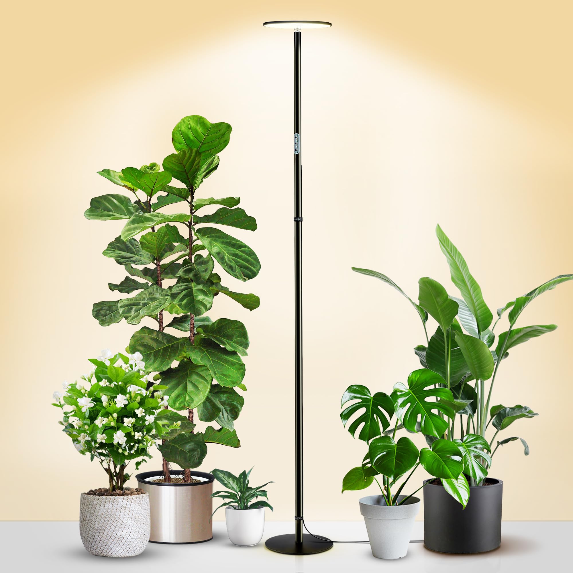 chiphy Grow Lights  Full Spectrum Plant Light for Indoor Plants  40W  10 Dimmable Brightness  69 Heights Adjustable  Compatible with Smart Plug  Ideal for Large Tall Plants