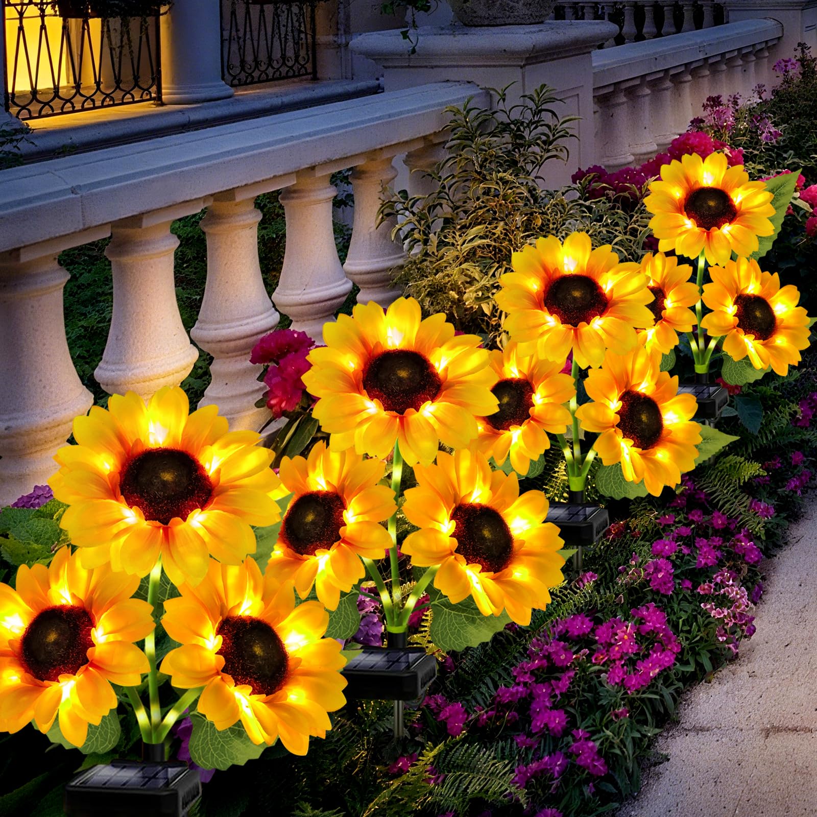 Solar Garden Lights Outdoor  5 Pack Sunflower Lights With 15 Large Sunflower  Waterproof Garden Decor  Birthday Gifts For Mom Grandma  Decorative Solar Flowers For Pathway Patio Yard Fall Decorations