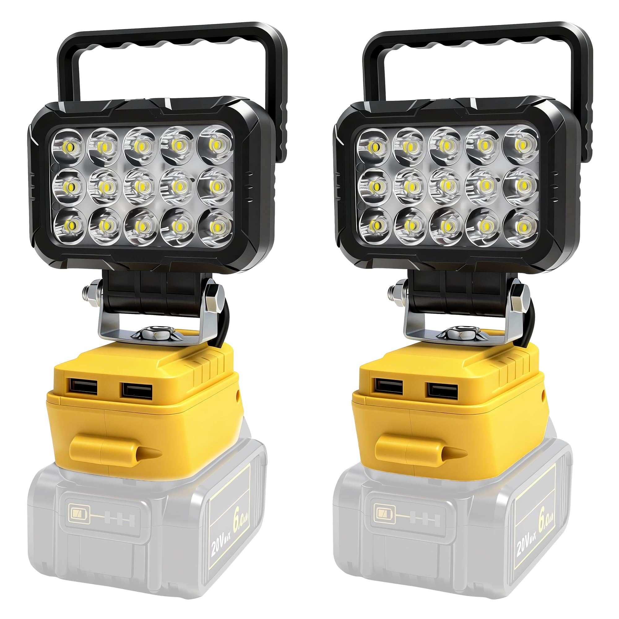 2PCS Cordless LED Work Light for DEWALT Battery, 58w 4800lumens Battery Powered Work Lights for Battery, Portable LED Light with