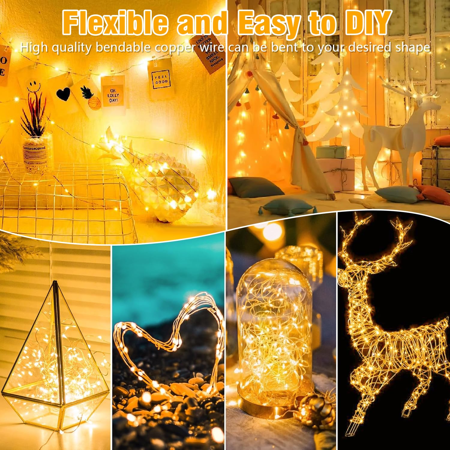 Tasodin Led Fairy Lights Waterproof 16.4Ft String Lights Battery Operated For Wedding, Home, Garden, Party, Christmas Decoration, Warm White