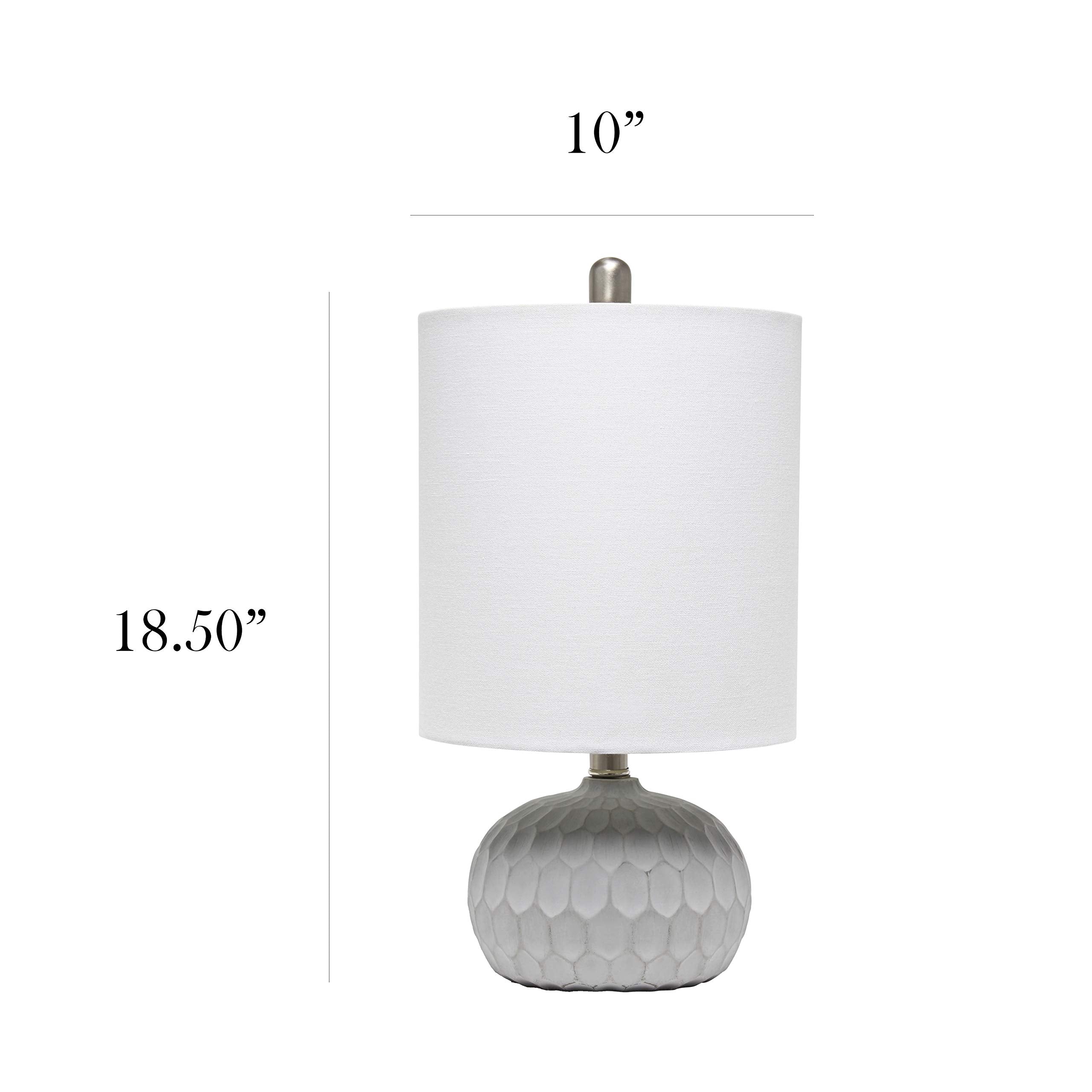 Elegant Designs LT3321-WHT Table Lamp, White Fabric Drum Shade, Cement Base