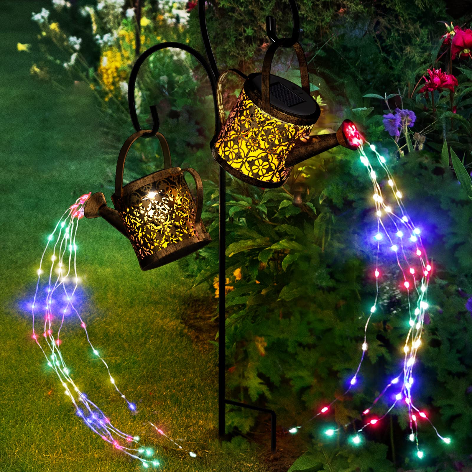 Merear Solar Watering Can Lights - 8 Color Modes, Ip65 Waterproof Garden Decor For Lawn & Patio
