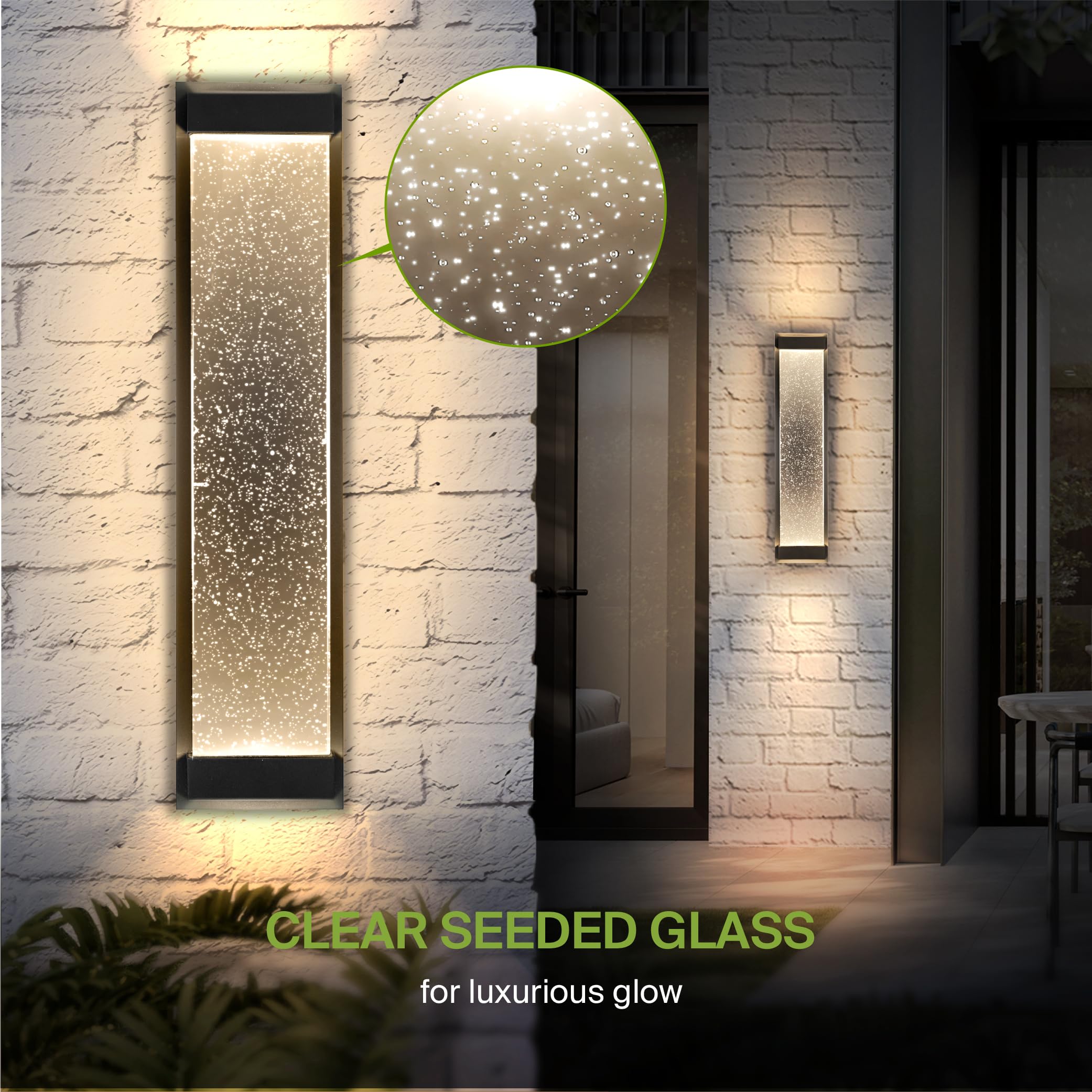 Asd Led 24 Bubble Glass Wall Light Fixture  Outdoor & Indoor Seeded Sconce | 3Cct  Waterproof  Dimmable  Up-Down Glow  Etl Listed | 22W 530Lm 3000-5000K 100-277V | Porch Lighting | Black  4 Pack