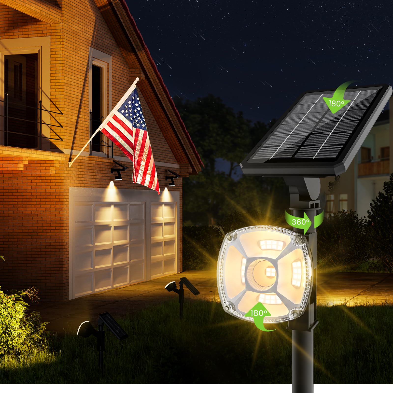 HEAVY DUTY Solar Spot Lights Outdoor, [36 LED/3 Modes/360] 3500K Solar Spotlight, Auto On/Off Solar Garden Lights Waterproof IP6
