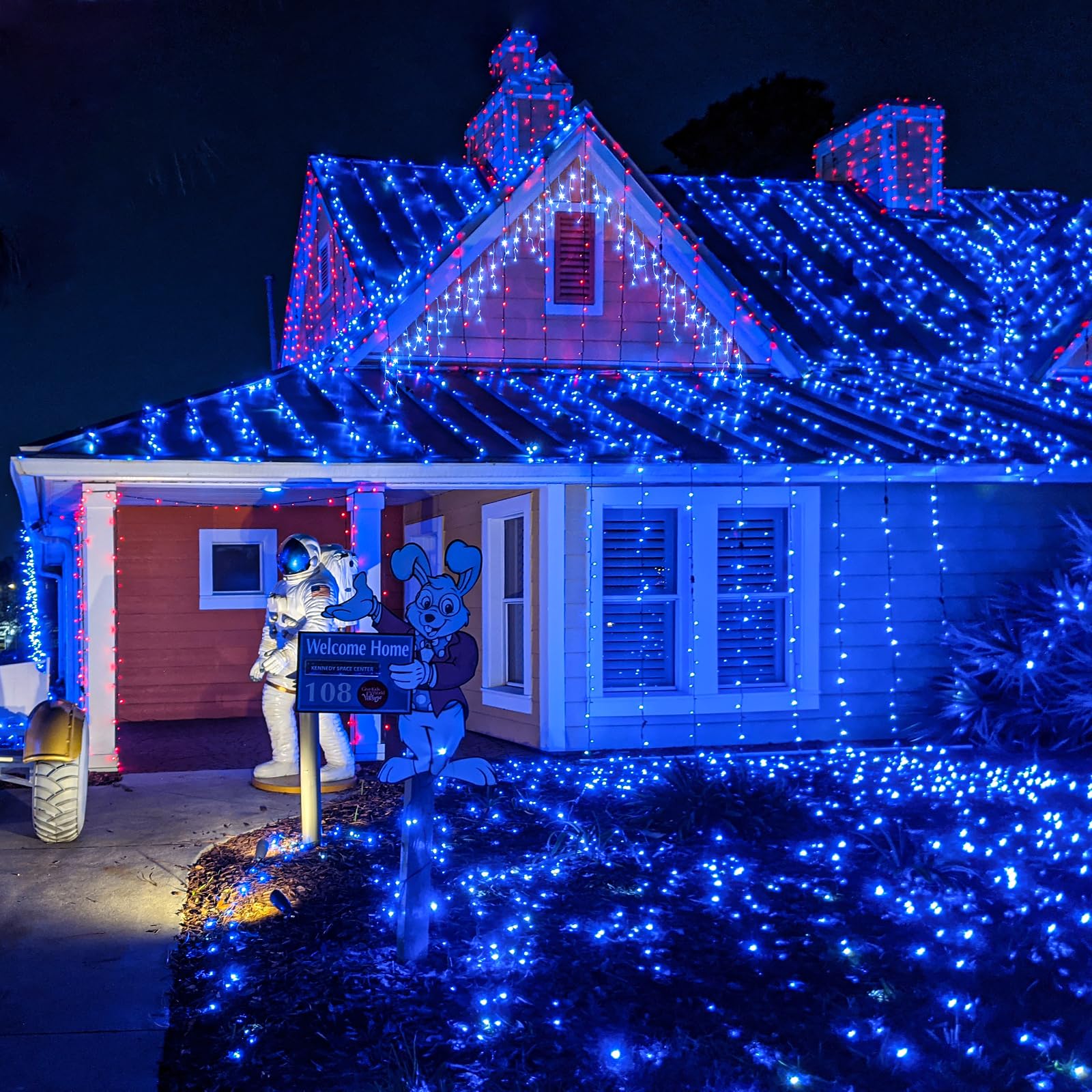 Vivideal 33ft 100 LED Christmas String Lights, Blue, Waterproof, 8 Modes, Clear Wire, Indoor/Outdoor, Model BG-CL3M3-306L01