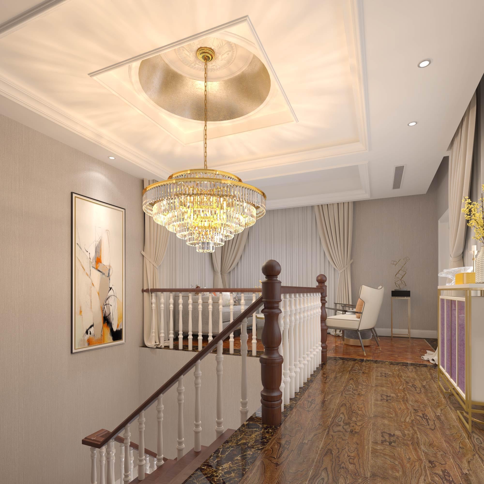 Gmlixin Large Crystal Chandeliers Gold Chandelier Luxury Pendant Ceiling Lights Fixture Hanging Raindrop Pendant Light Fixture F