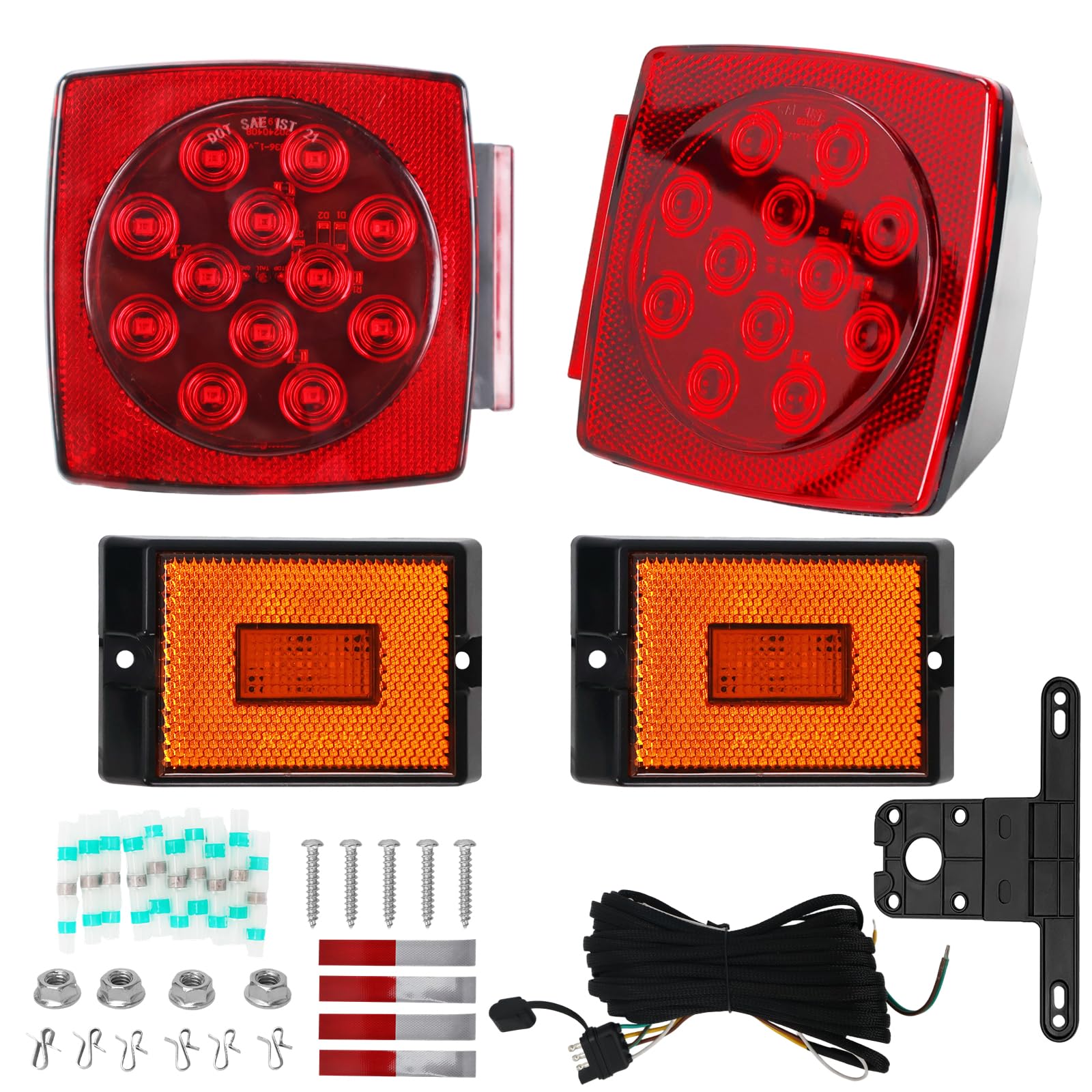 Lcrslitx Submersible LED Trailer Light Kit  IP67 12V DOT Stop Brake Tail Turn Signal Lights with 25ft Wiring Harness  Marine Boat Trailer Lights for Utility RV Truck  Luces para Trailas Under 80