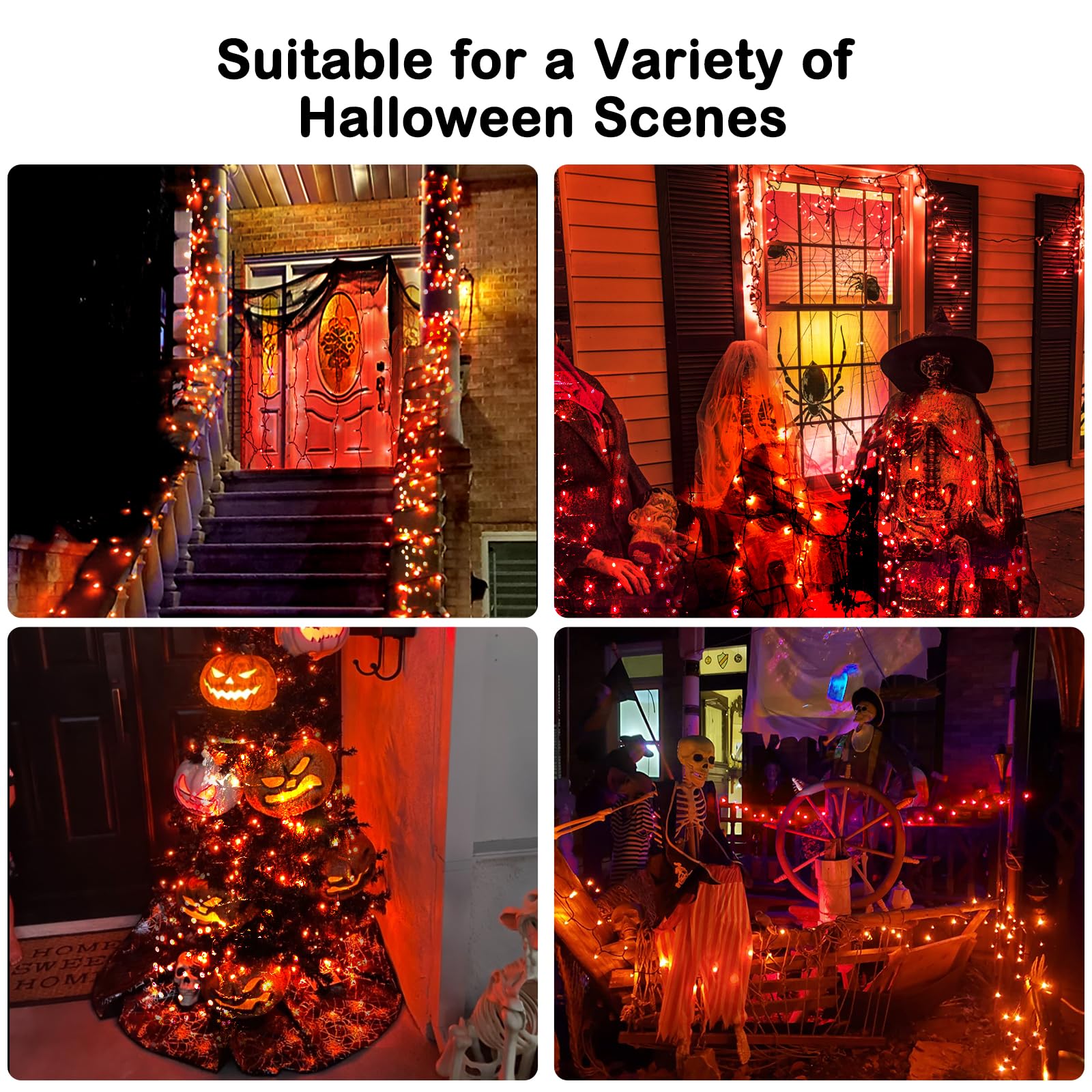 BlcTec Halloween String Lights 500 LED 174FT Waterproof Orange with Timer, 8 Modes, Model JT-EL/FC300V0200-C