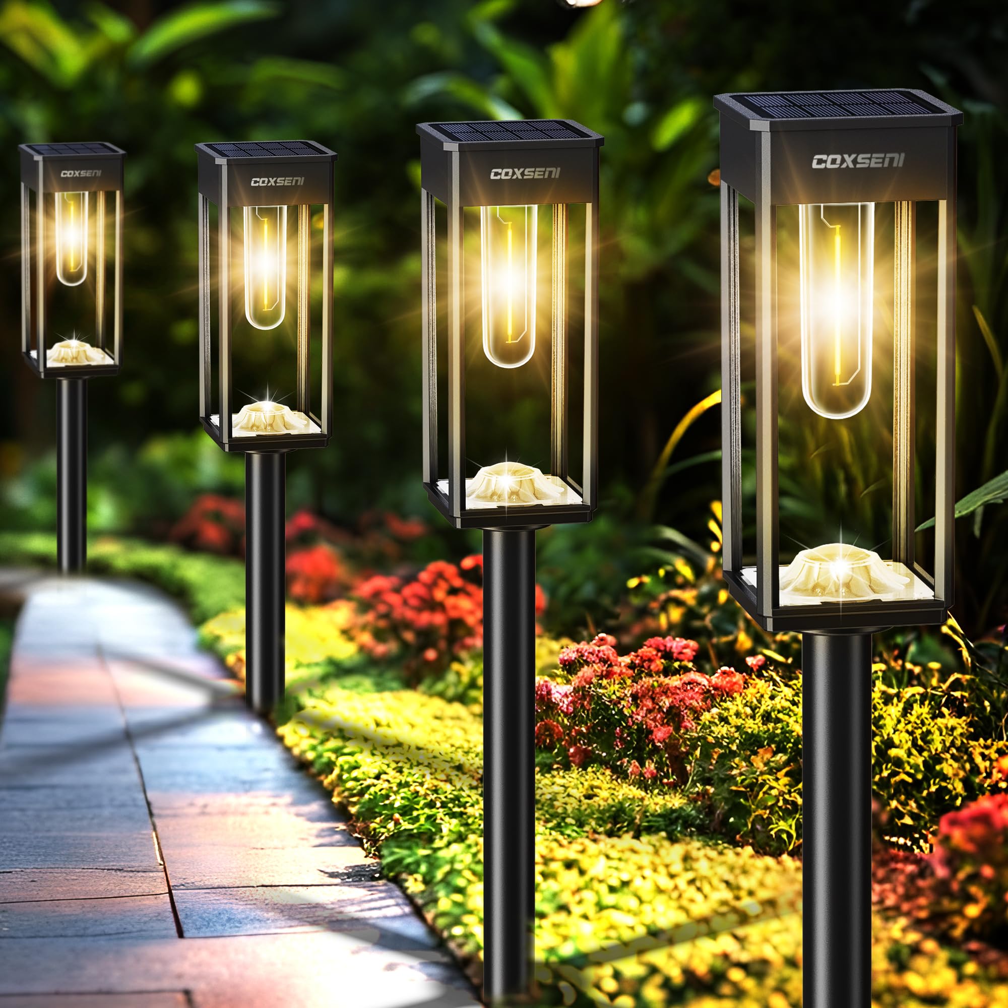 COXSENI Solar Pathway Lights Outdoor 8 Pack, Waterproof IP65 Solar Powered Walkway Lights, 40LM Bright Outdoor Path Lighting for
