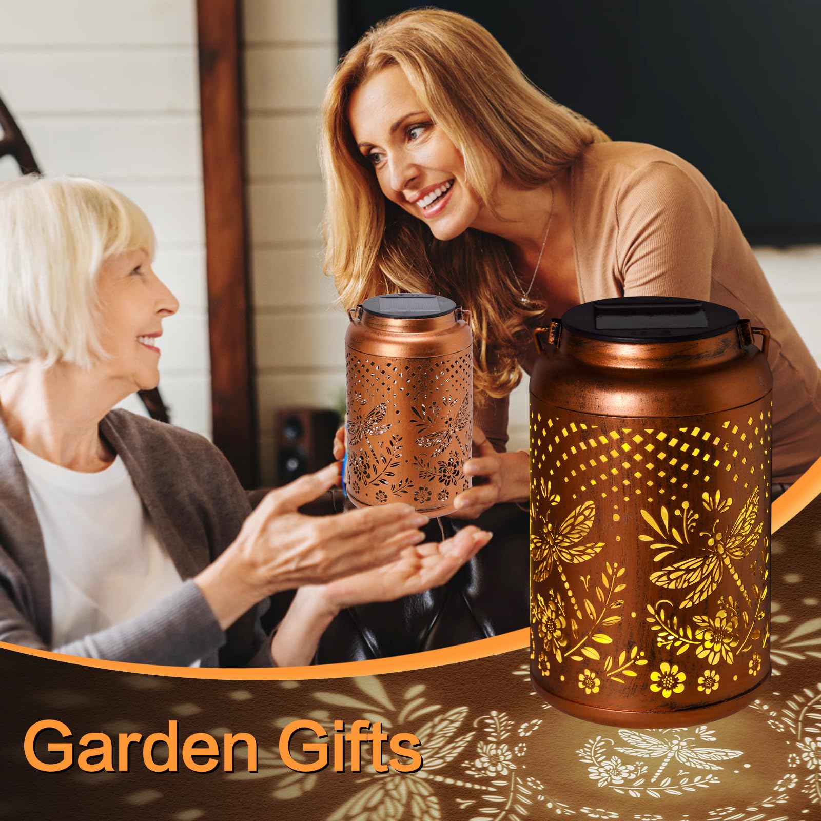 Dragonfly Solar Lanterns Outdoor Waterproof Garden Decor Hanging Solar Lights Birthdays Gifts For Women Mom Grandma Metal Garden Decorative Lights For Yard, Backyard, Patio, Porch