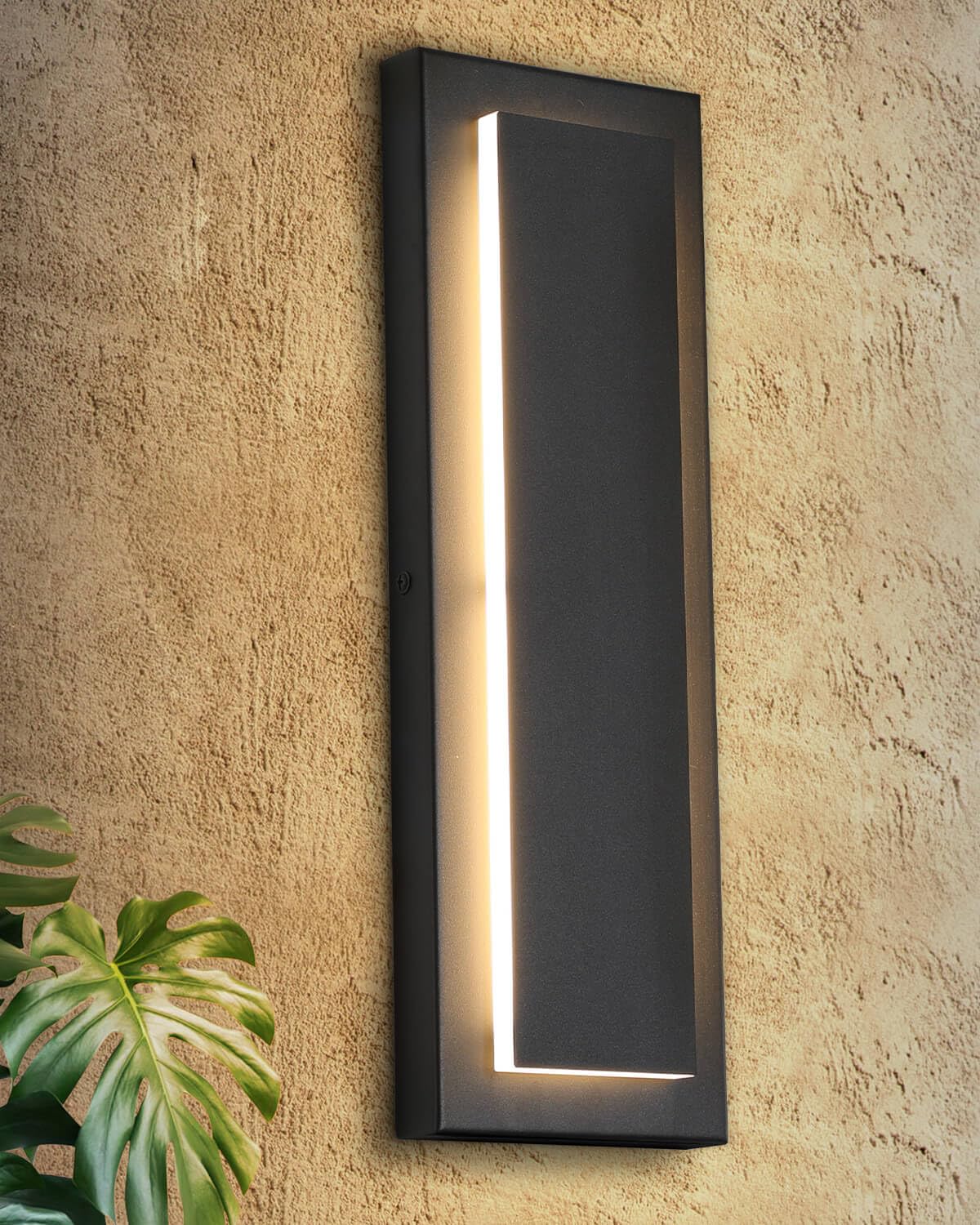 Tewei Modern Led Outdoor Wall Light - Black 15.7'' Sconce, Warm White 3000K, 360° Beam