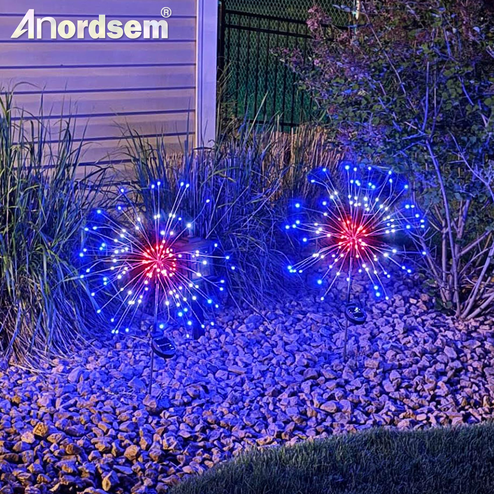 Anordsem Solar Lights Outdoor Waterproof - 6 Pack LED Colorful Garden Light, Model YHD000133, Plastic Decoration for Yard