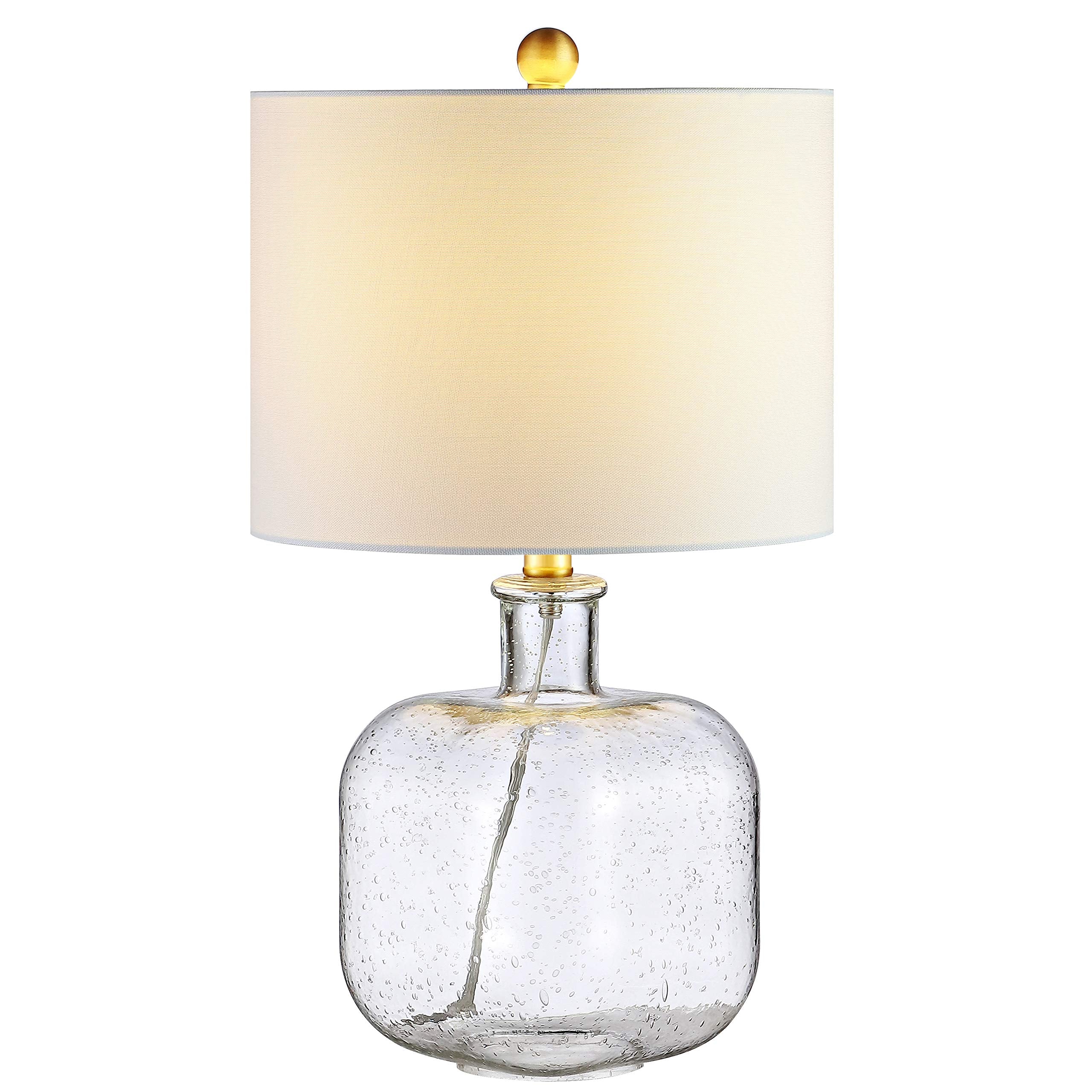 SAFAVIEH Lighting Collection - Armena Clear Seeded Glass 22-Inch Table Lamp, LED Bulb Included, Brass Gold Accents, Bedroom Livi