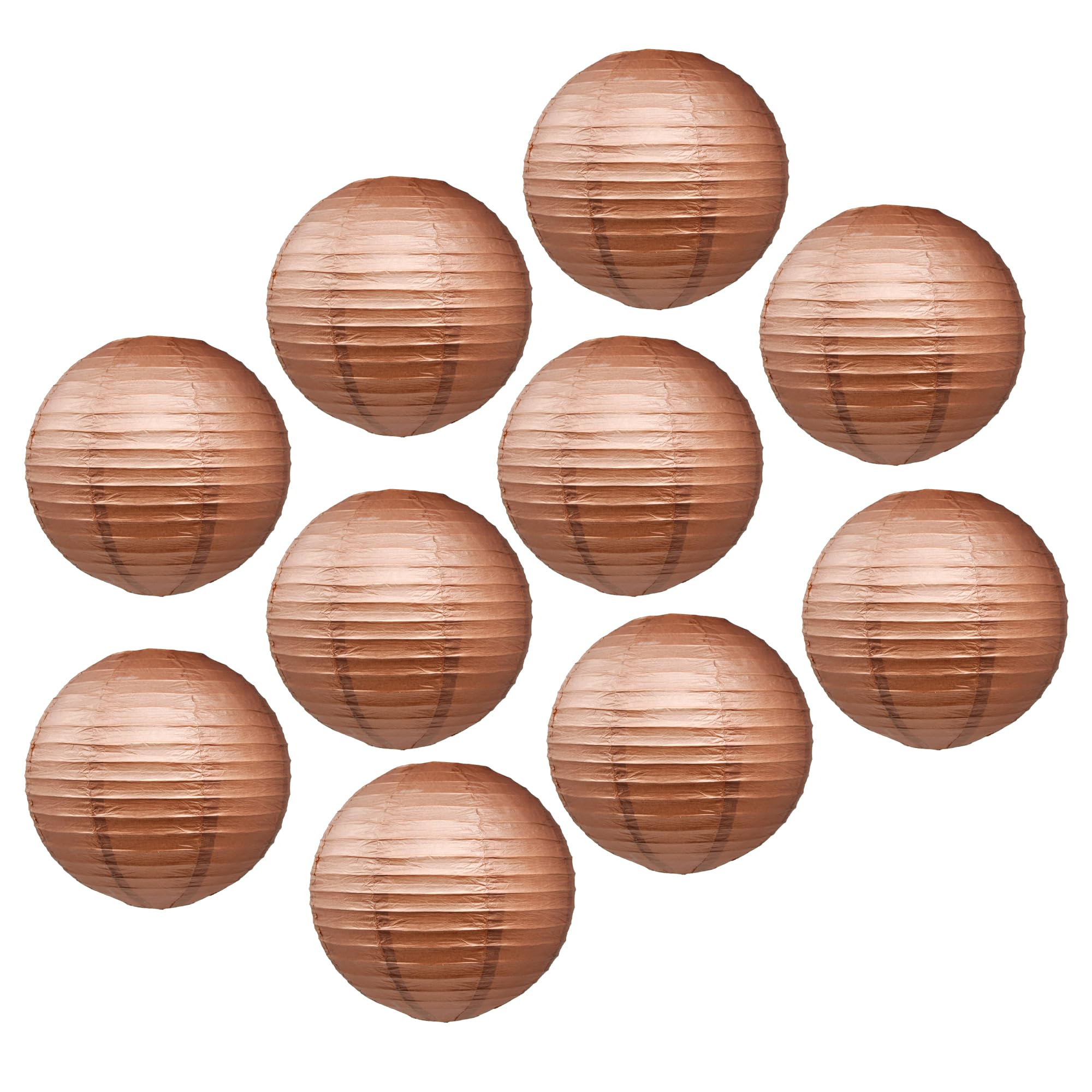 Mudra Crafts Brown Paper Lanterns Wedding Party Decorations - 12 in 10 Round Japanese Chinese Lanterns Decorative Hanging Ceilin