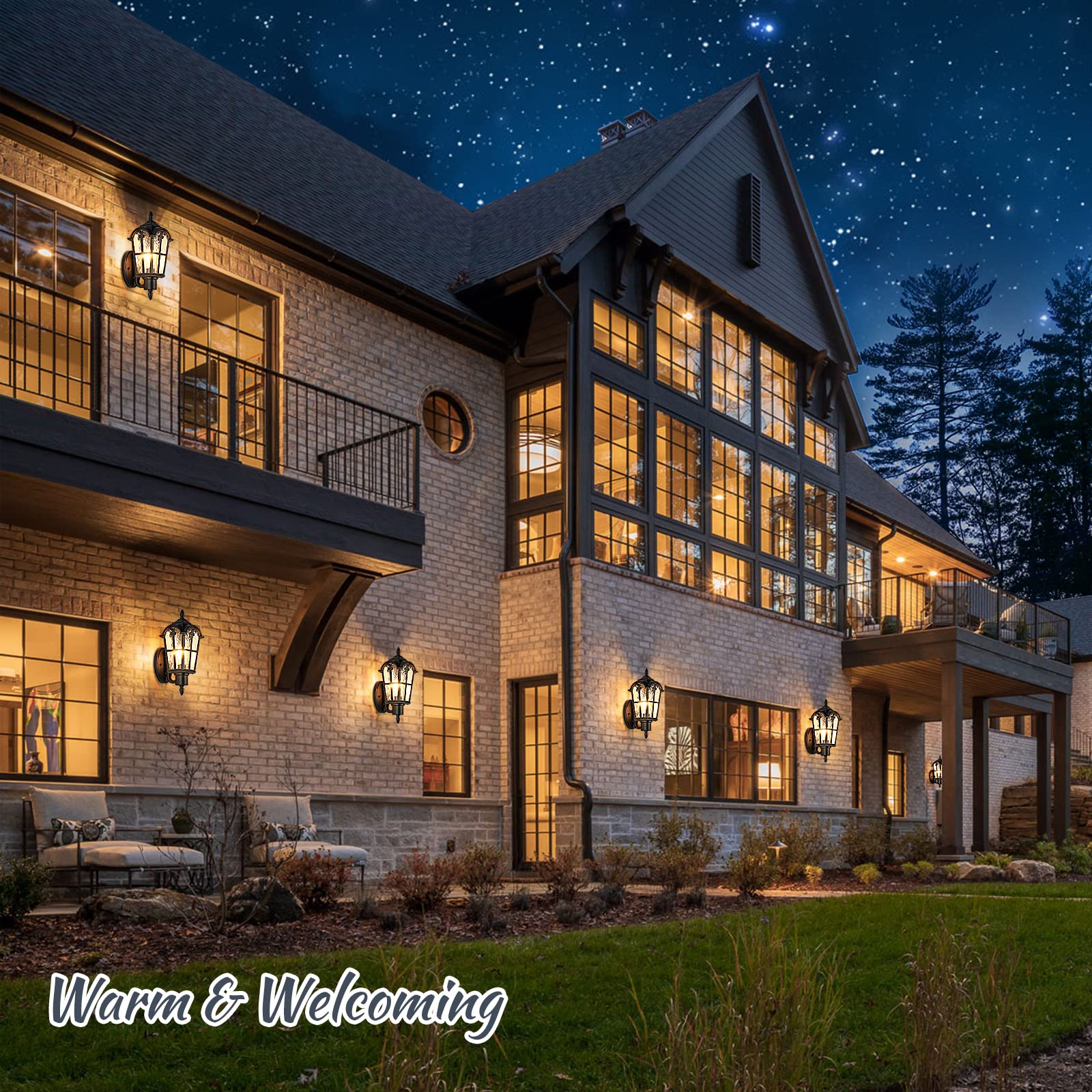 Sucolite Outdoor Wall Light Fixtures, Waterproof Porch Lanterns, Retro Vintage Style, 2 Pack