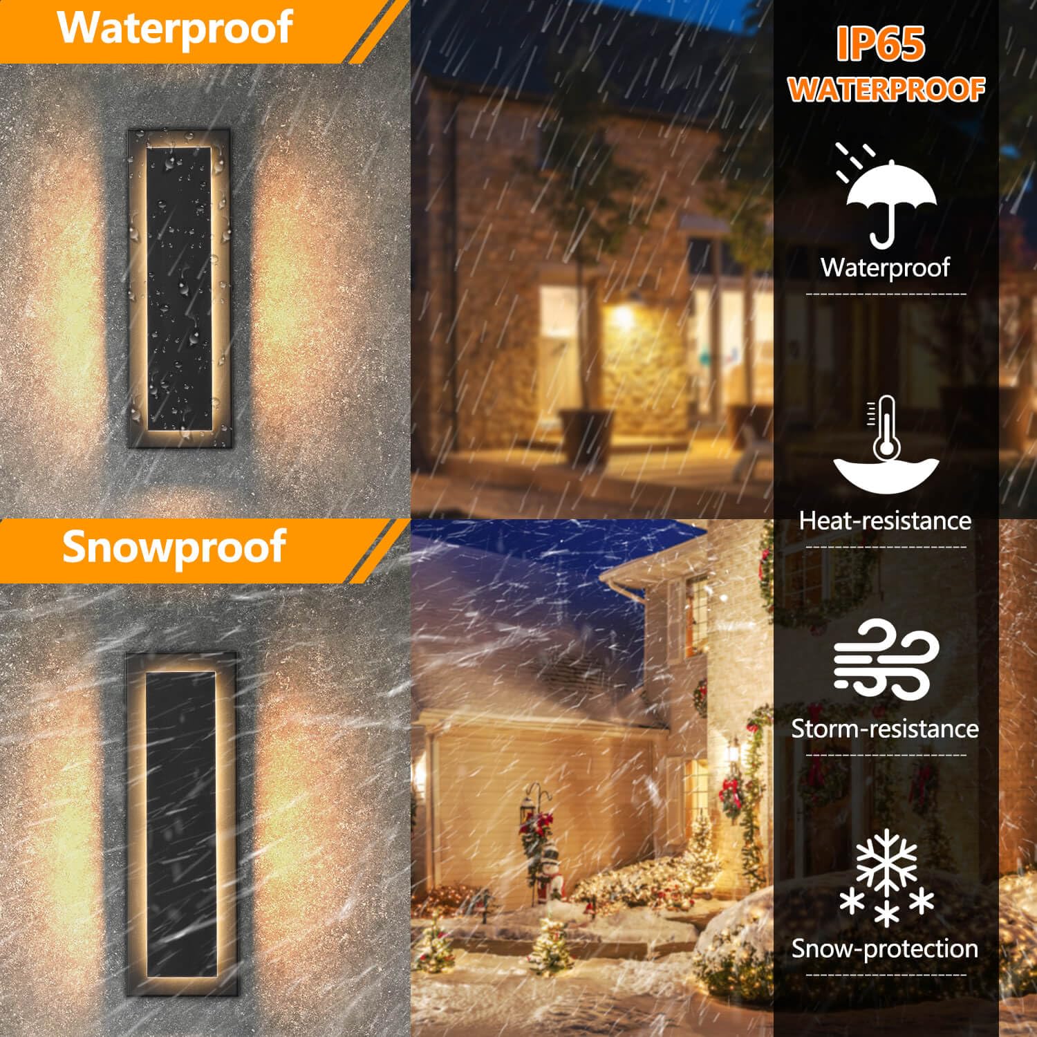 Tewei Modern Led Outdoor Wall Lights 2 Pack - Black Sconce 3000K Warm White For Entrance, Hallway