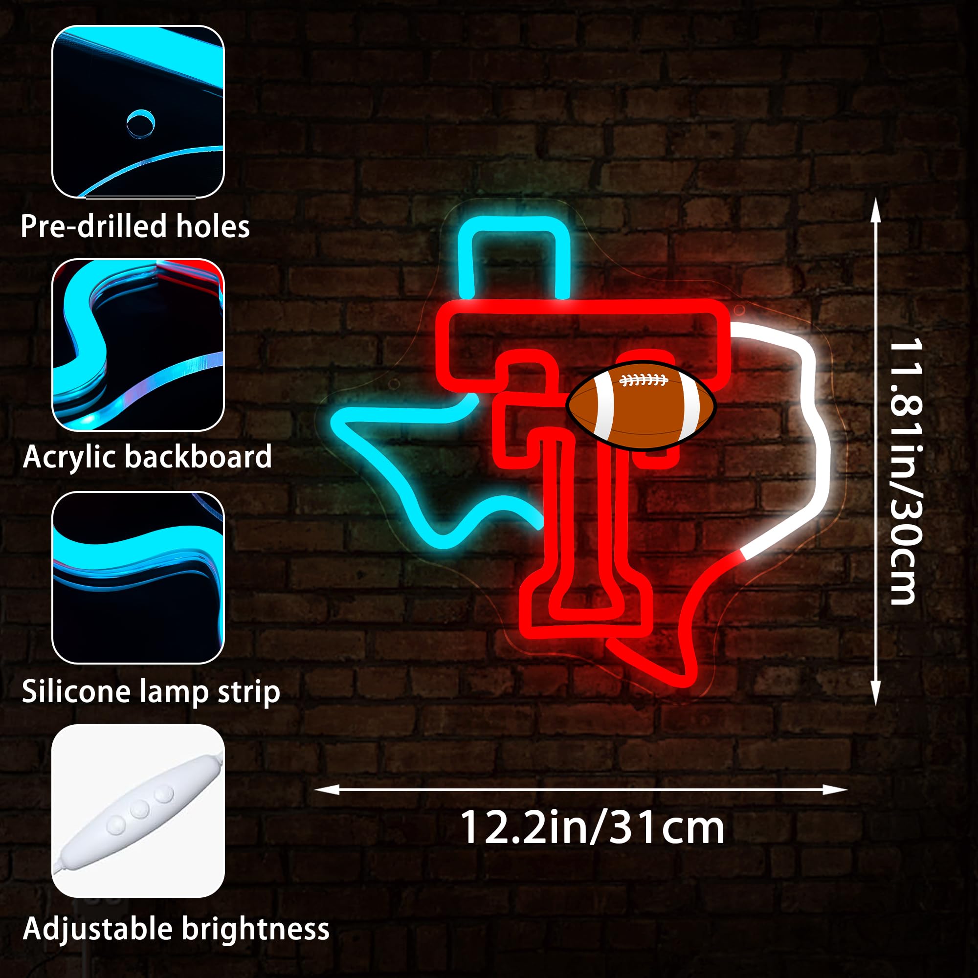 University Neon Sign For Wall Decor Dimmable University Football Led Neon Light College Sports Signs For Man Cave Dorm Club Wall Decor Graduation Gifts For Students Teens Size 12.2* 11.8Inch(Fmcp157)