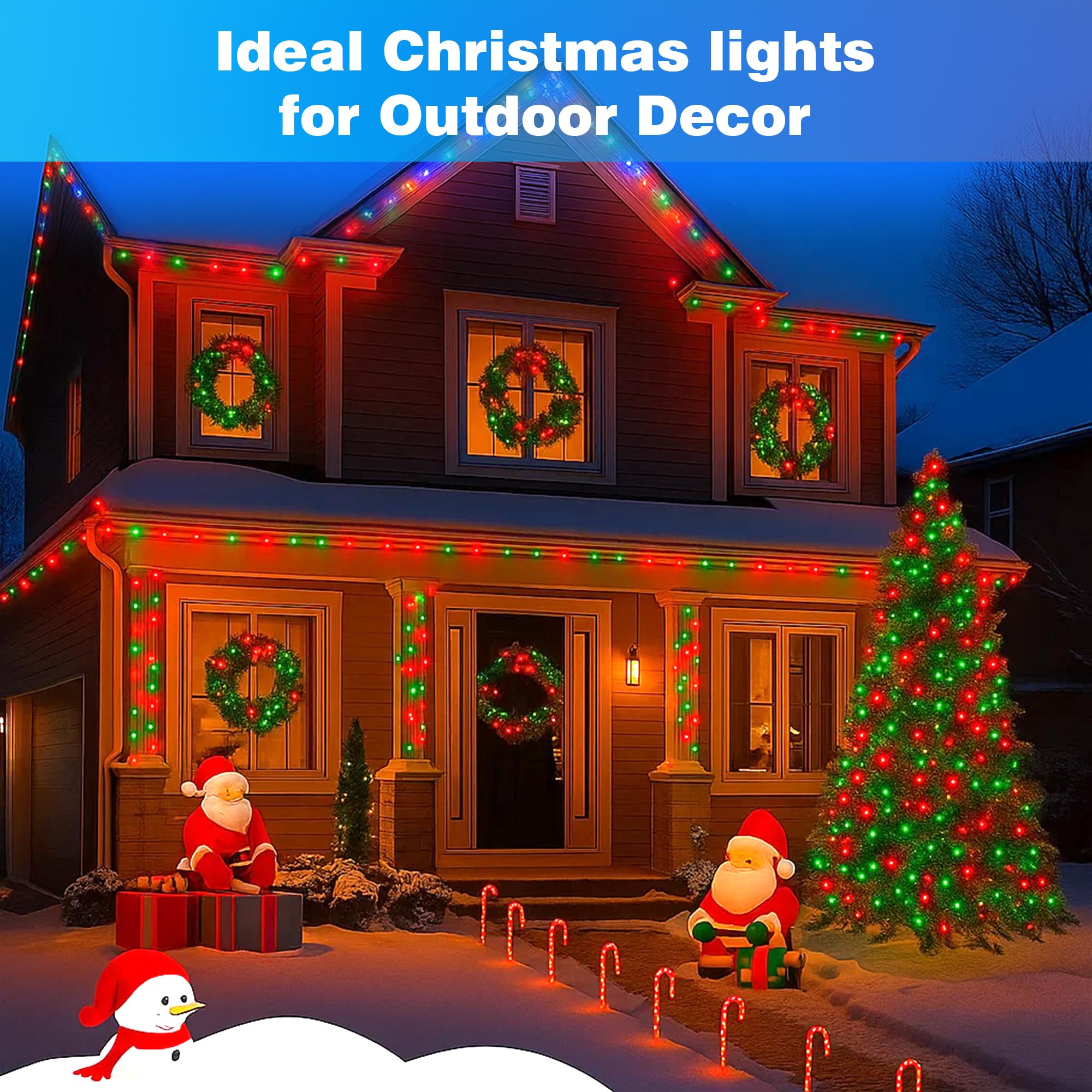 Domolli Christmas Lights 500Led 164Ft  Waterproof Christmas Tree Lights With 8 Modes  Remote Control 3 Timers & Memory Function Xmas Decorations For House And Holiday (Red And Green)