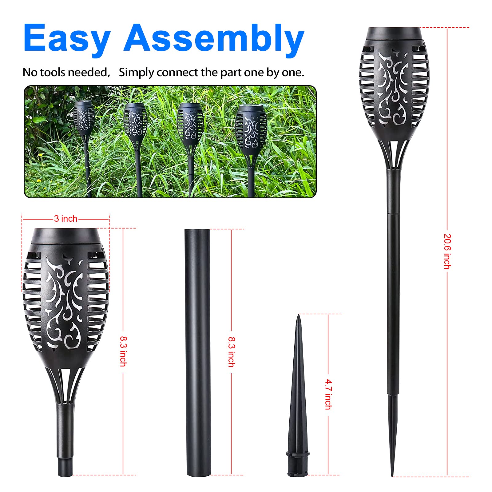 Solar Lights Outdoor 12 Pack, Solar Torch Light With Flickering Flame, Waterproof Outdoor Lighting Solar Powered Pathway Lights,