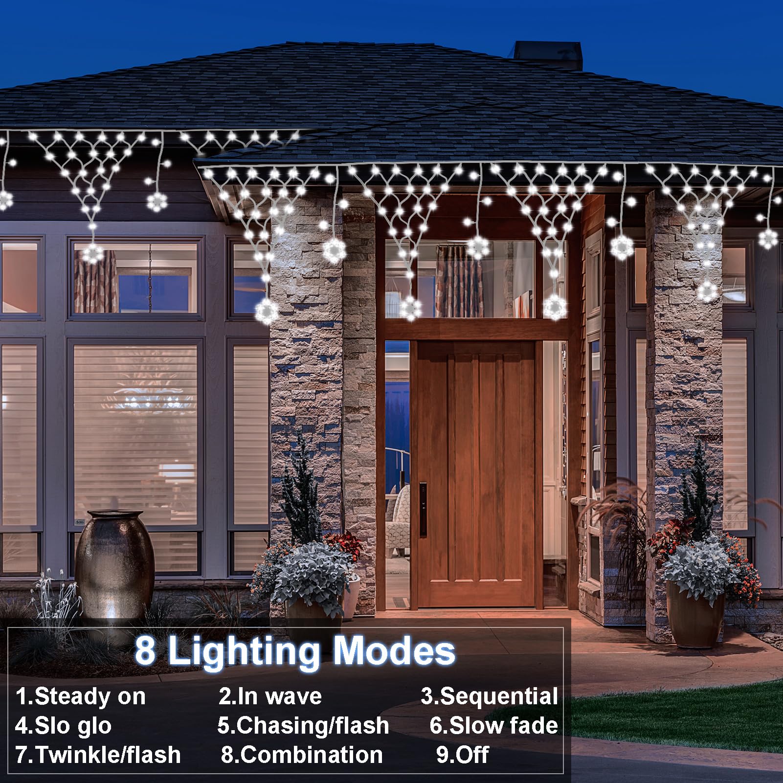 Dbfairy Christmas Net Lights Plug In, 207 Led 13.1Ft X1.9Ft Snowflake Hanging Net Lights Outdoor Waterproof With Timer Christmas