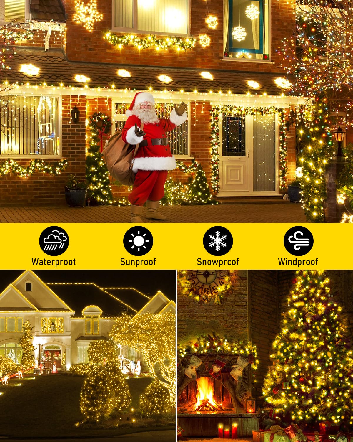 Knonew 203Ft 600 Led Outdoor Fairy Lights Plug In, Christmas Fairy Lights Outdoor Waterproof 8 Modes Memory Times For Wedding Be
