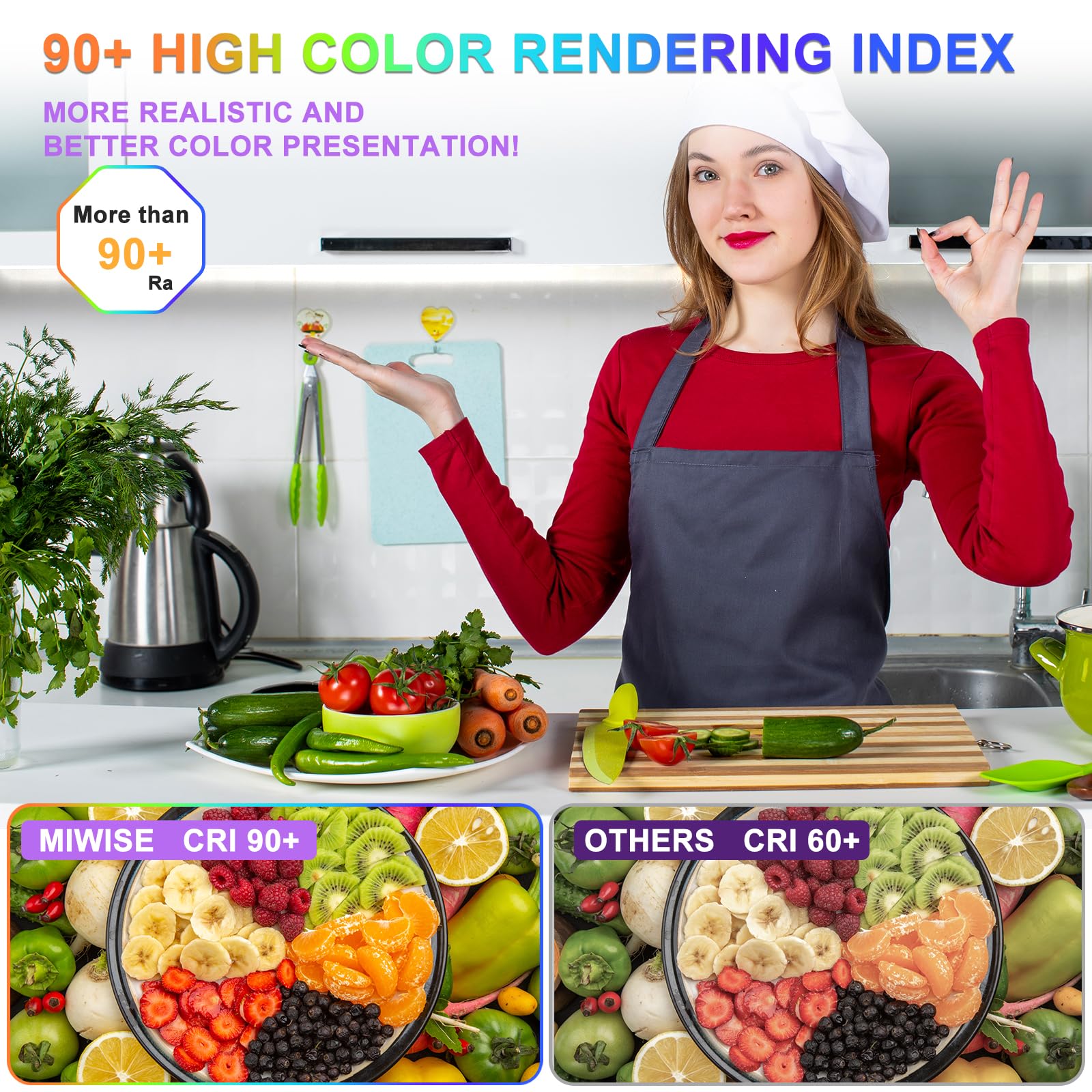 Miwise Cob Led Strip Light 32.8Ft/10M,Cri 90+ Daylight White 6000K High Lumen Dimmable Super Bright Flexible Dc24V Led Tape Light With Controller/Dimmer,For Cabinet Home Office Diy Lighting Projects