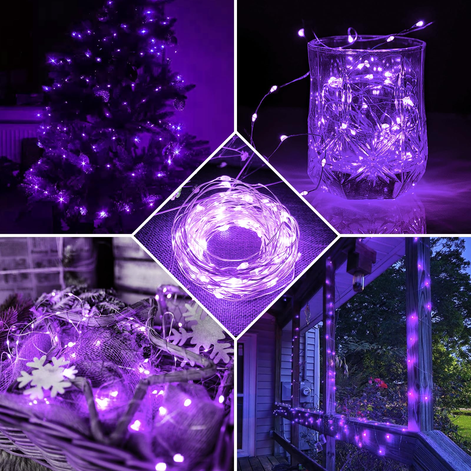 Chzk 24 Purple Pack Fairy Lights 7Ft 20 Led Twinkle String Lights Battery Operated Lights Waterproof Firefly Starry Lights Mason Jar Lights For Party Wedding Christmas Valentines Day (24, Purple)