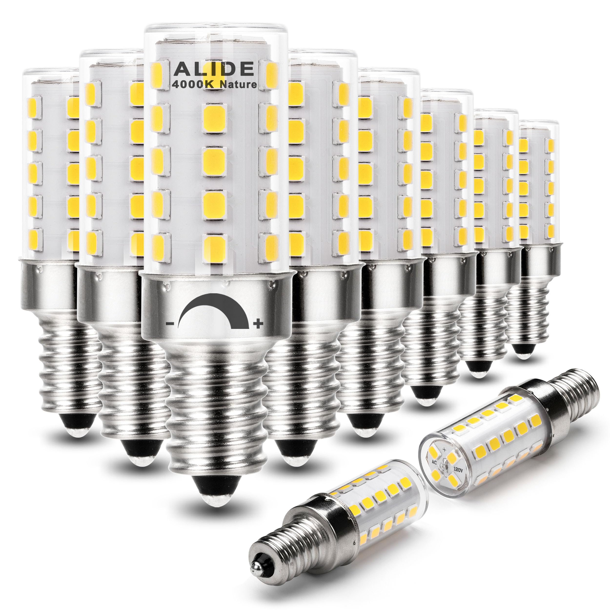 Alide E12 4000K Dimmable Led Light Bulb 5W,Replace 40W E12 Halogen Equivalent,T6 Base 120V E12 C7 Led Candelabra Bulbs Natural W