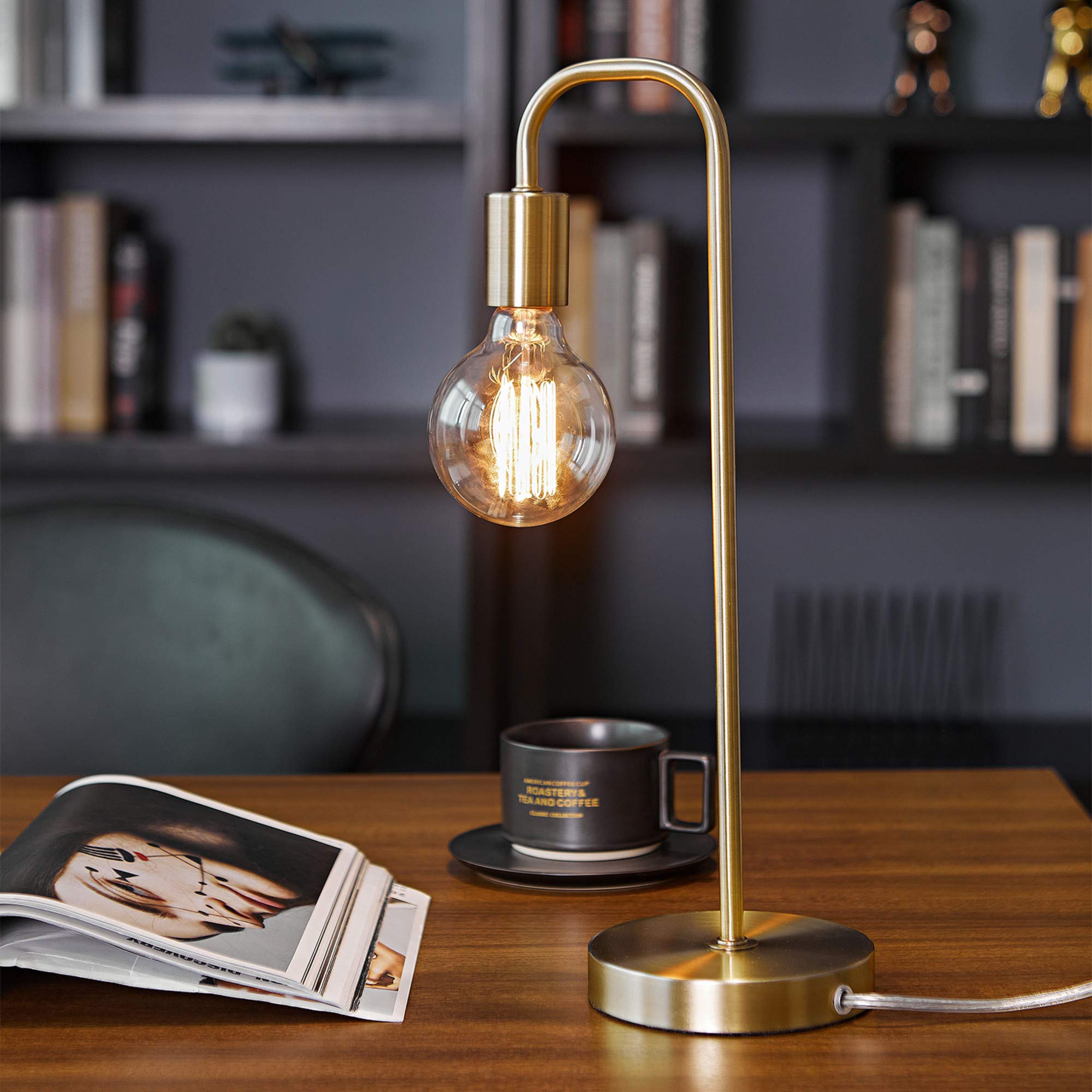 Globe Electric 67433 Table Lamp, 18in Matte Brass Metal, Home Décor, E26 Base