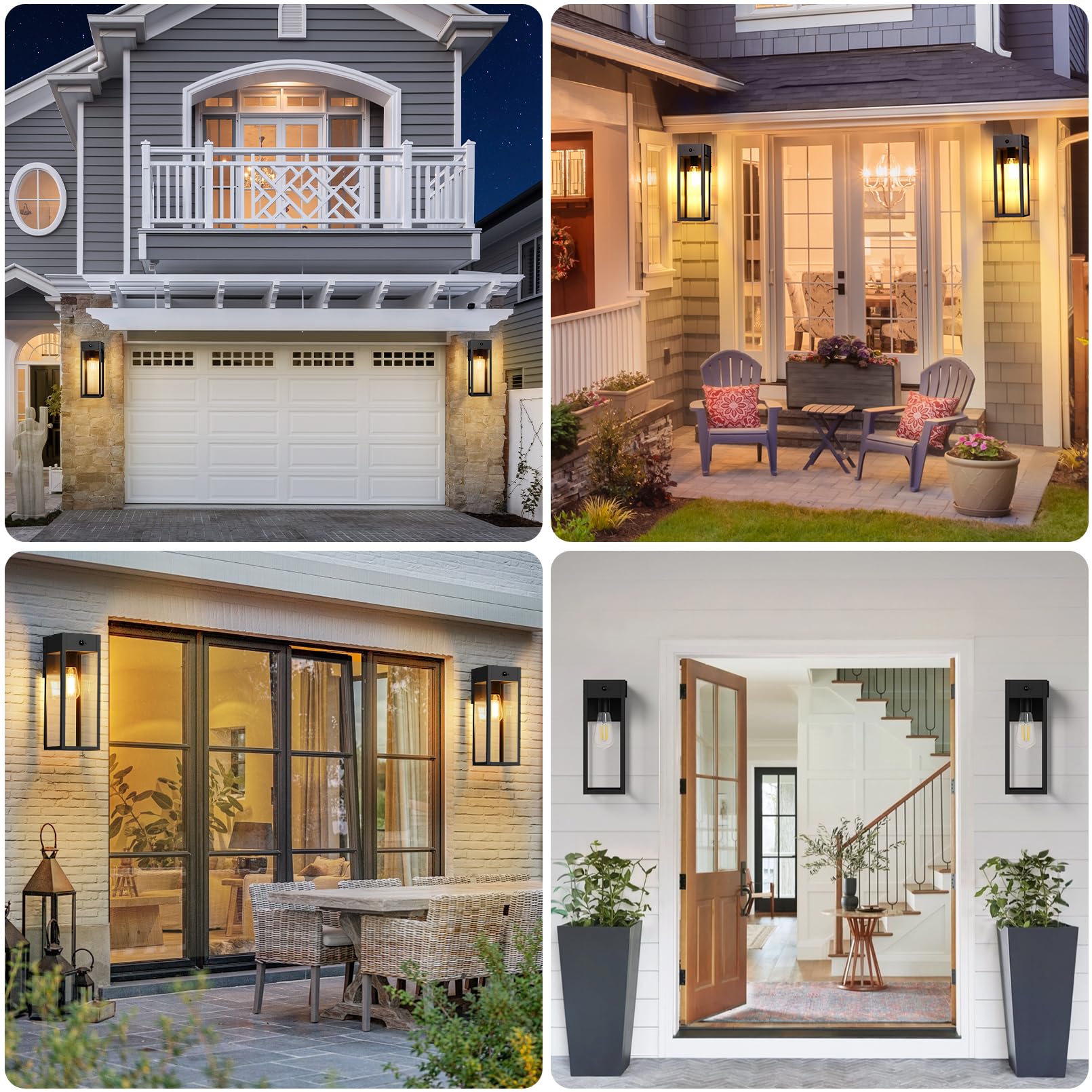 Oykyohei 2 Pack Large Porch Lights With Gfci Outlet  Dusk To Dawn Motion Sensor Outdoor Lights  2 Lighting Modes Waterproof Anti-Rust Wall Sconce Lantern  Outside Light For House  14.62 Inch