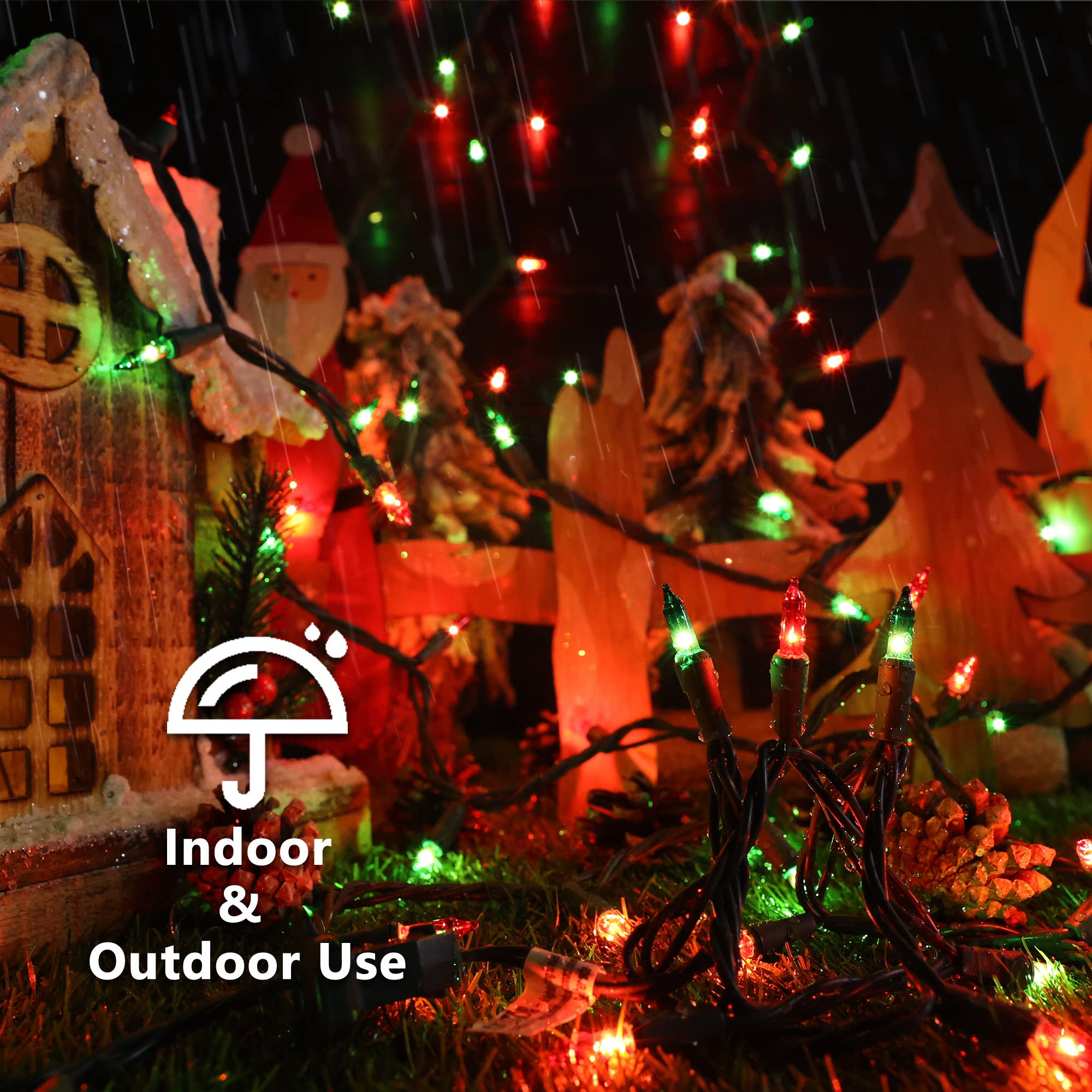 Odeetronic Red & Green Christmas String Lights, 21.63Ft 100 Count Incandescent String Lights Connectable, Ul Certified Christmas Mini Lights, Green Wire Tree Lights For Indoor Outdoor Party Yard Decor