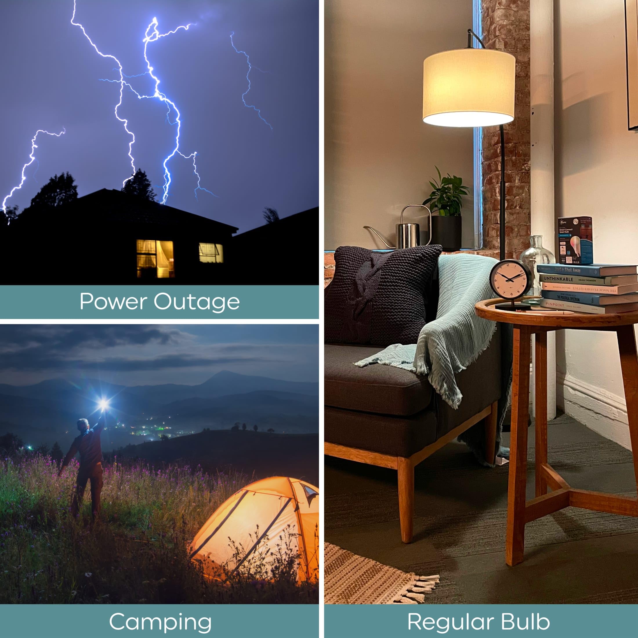 GE LED+ Rechargeable Emergency Light Bulb, 2 Pack A21 Standard, ABS Material for Power Outages, Model 93130526