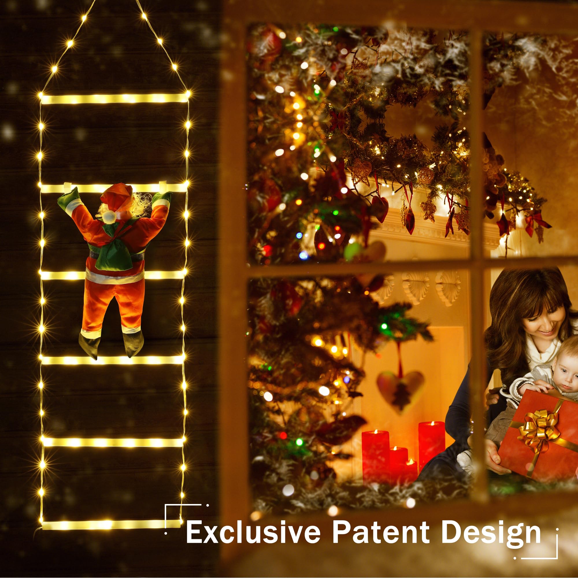 Toodour LED Christmas Light - Decorative Ladder Lights, Warm White, 2.5FT, Model LED08230097 for Indoor/Outdoor Holiday Decor