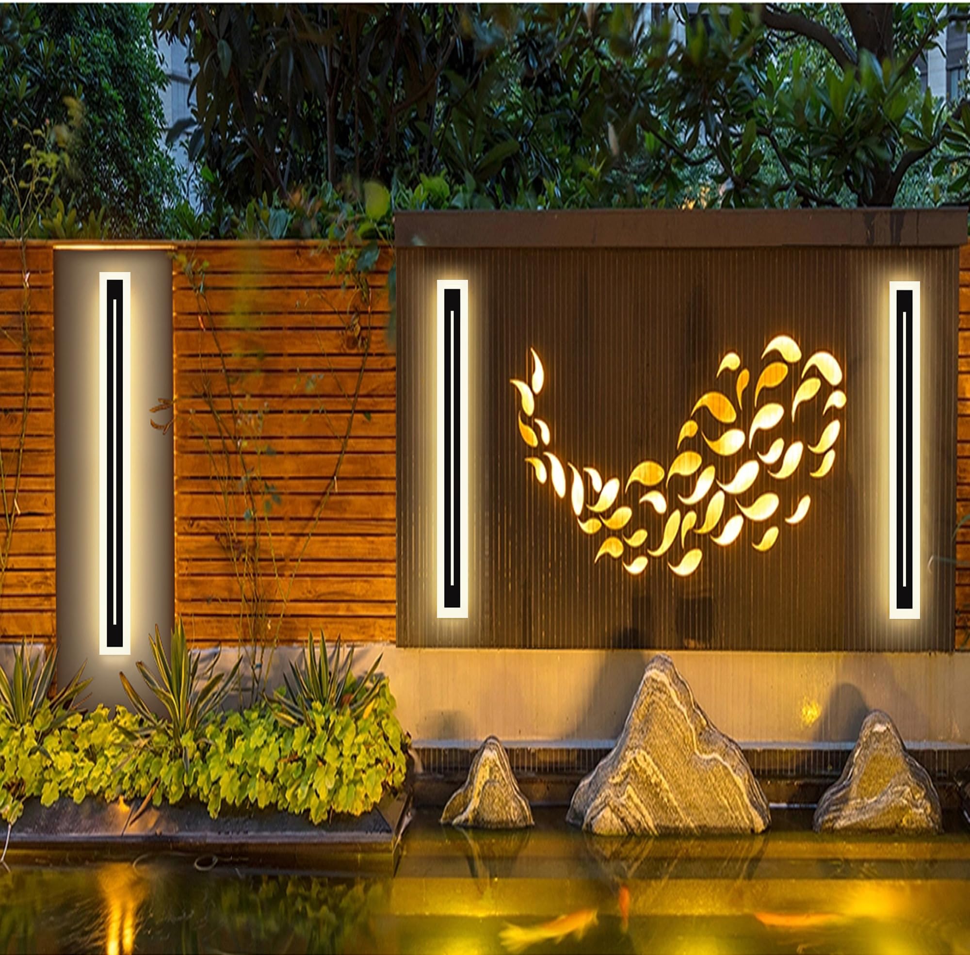 Wahomere Modern Outdoor Wall Sconce - 59 in Long LED Linear Wall Lamp Porch Light for Front Porch and Patio - Modern Black Wall