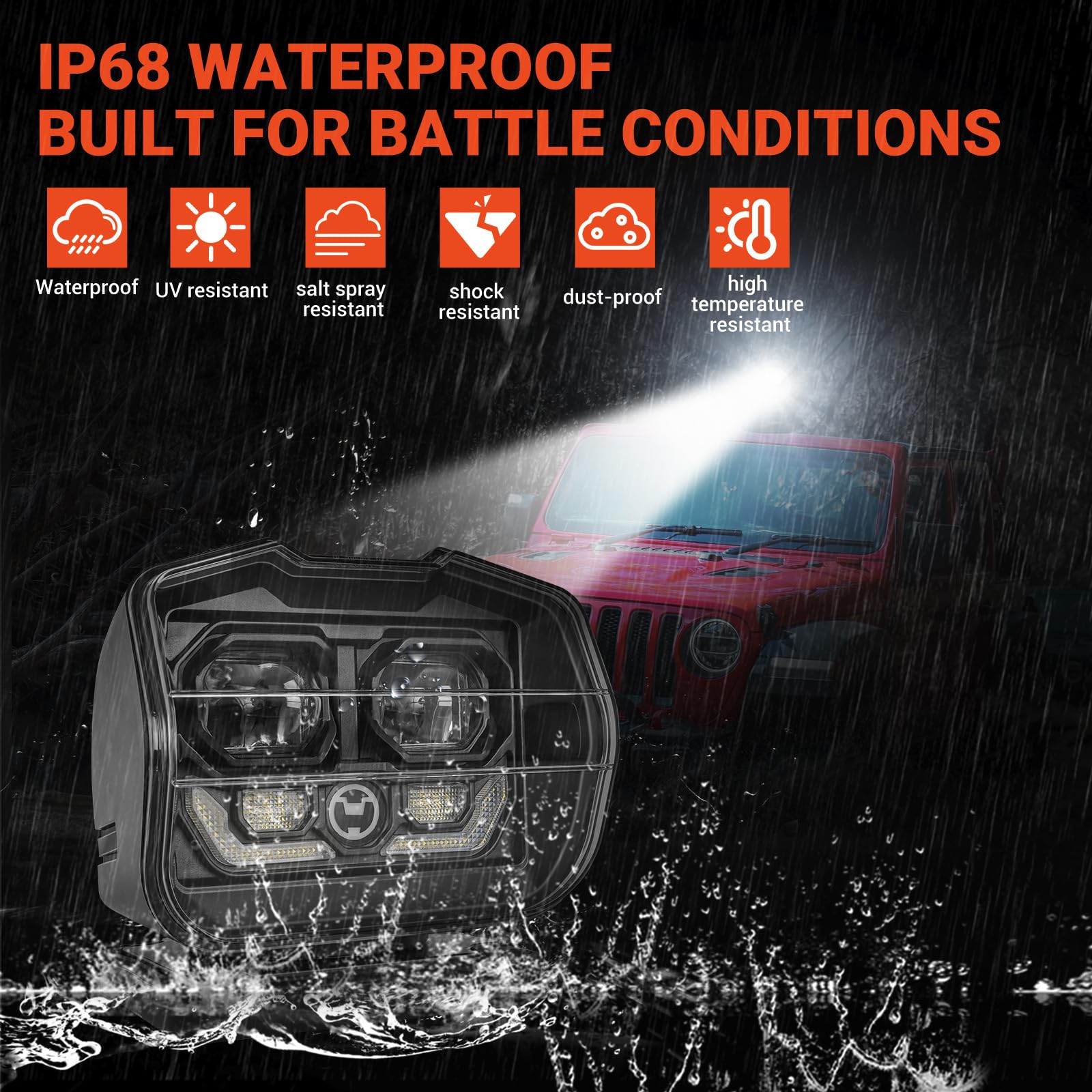 SUPAREE Remote Control LED Spotlight 60W 5000LM, Black, Aluminum, Model SP-CL919-R1, 360° Rotation, Wireless Magnetic Light for Boats and Trucks