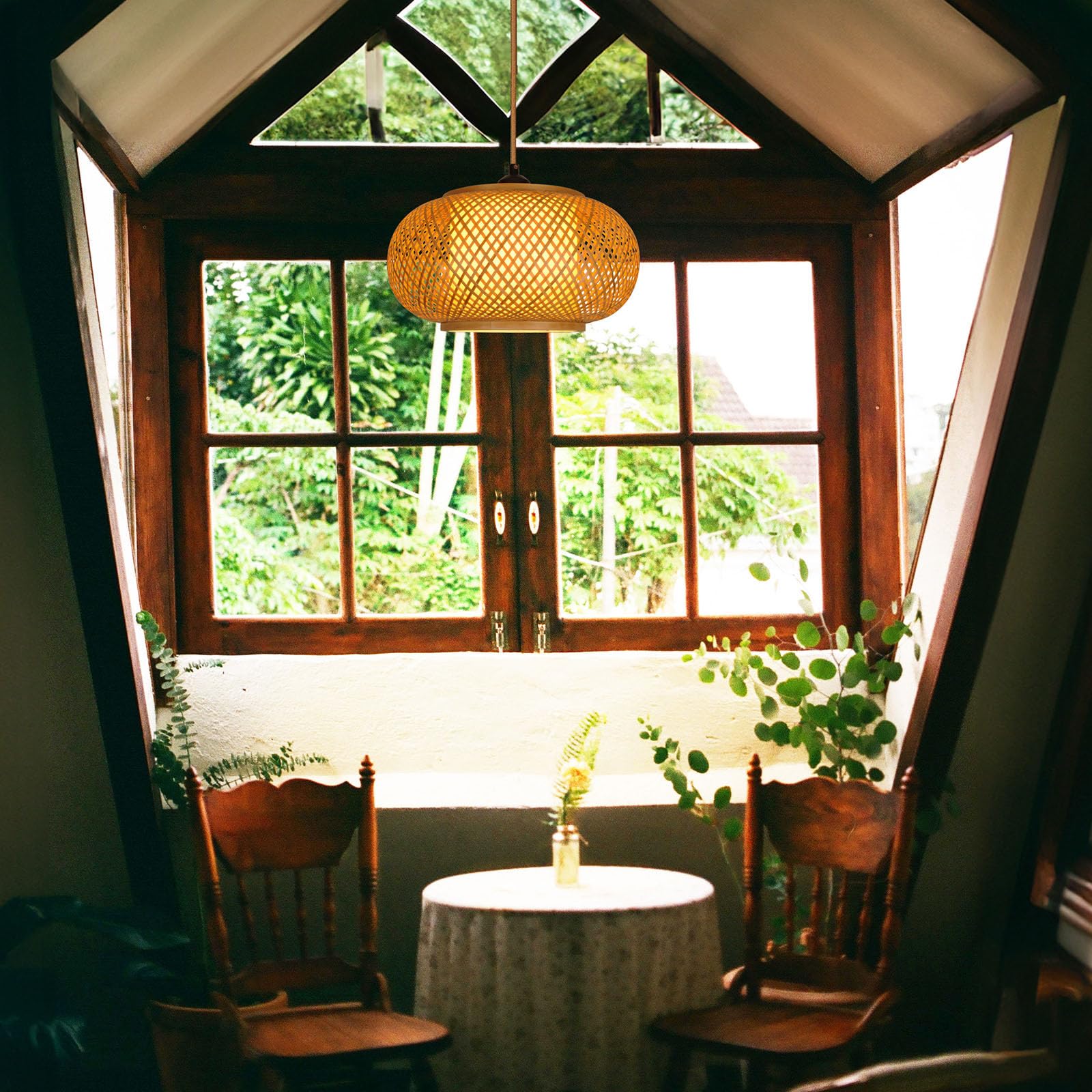 Yiizon Pendant Light Fixture With Hand Woven Bamboo Lamp Shade Hanging Light Fixtures Boho Wicker Rattan Ceiling Lights For Dinning Living Kitchen Island Room Bedroom