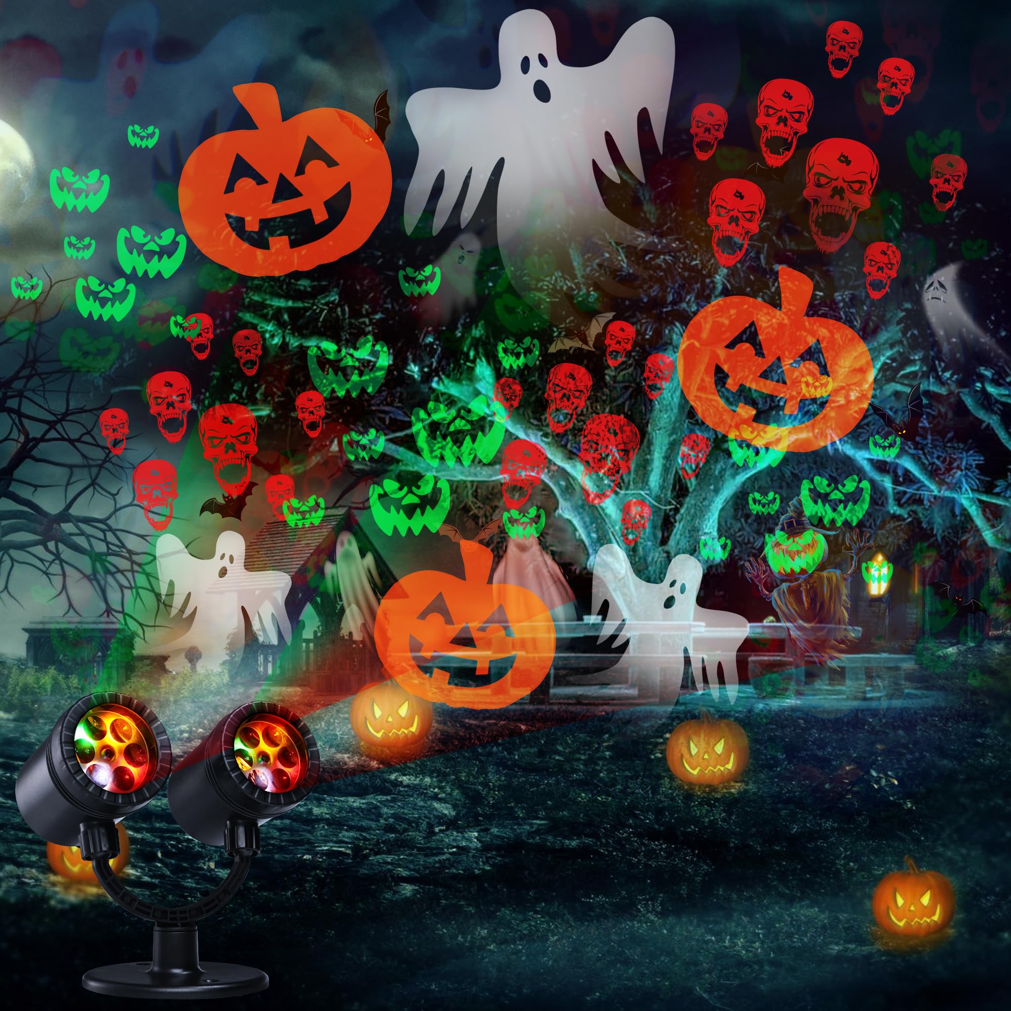 Halloween Lights Projector, Halloween Decorations Lighting Projector, with Timer Led Halloween Pumpkin Ghost Demon Light, for Ho