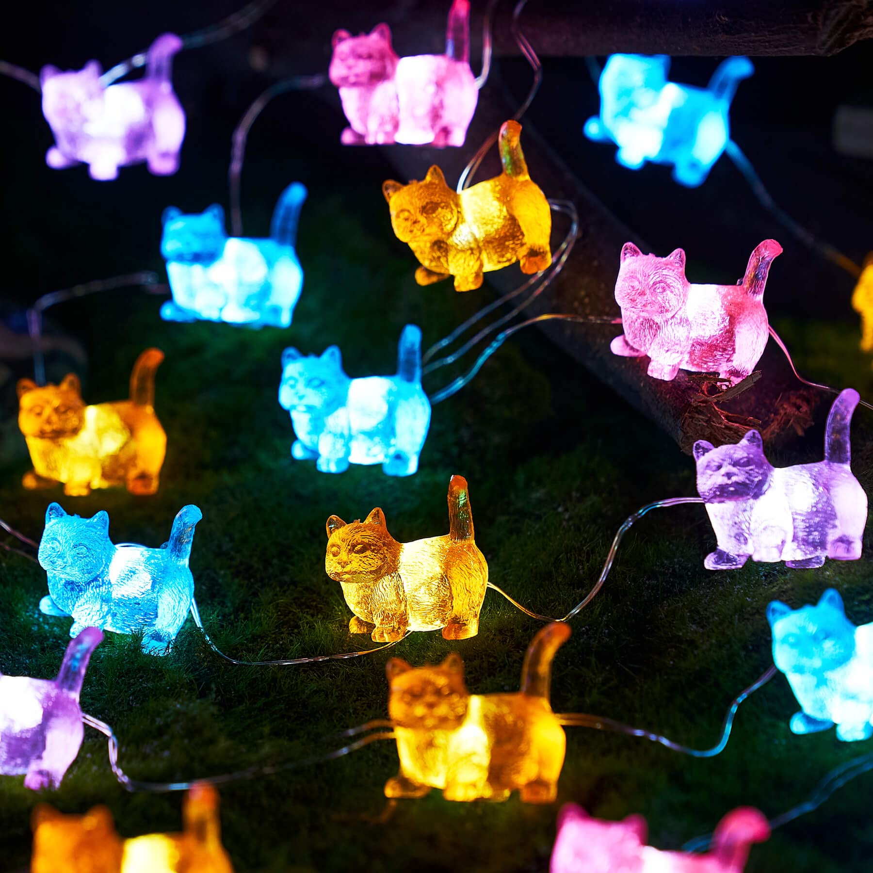 JASHIKA Cat String Lights Kawaii Deco Kitty Fairy Decorative Lights 10ft 30LED Battery Operated Novelty Lighting for Outdoor Wed