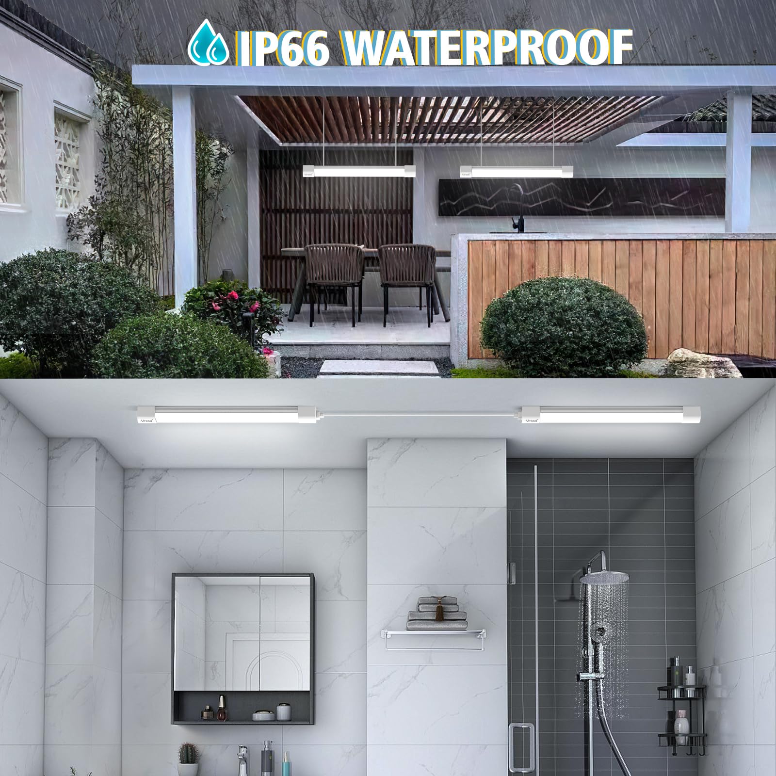 Airand LED Ceiling Light Fixture, 16W Linkable, Polycarbonate, Day White, 1.43FT with Plug, Model 734914347615