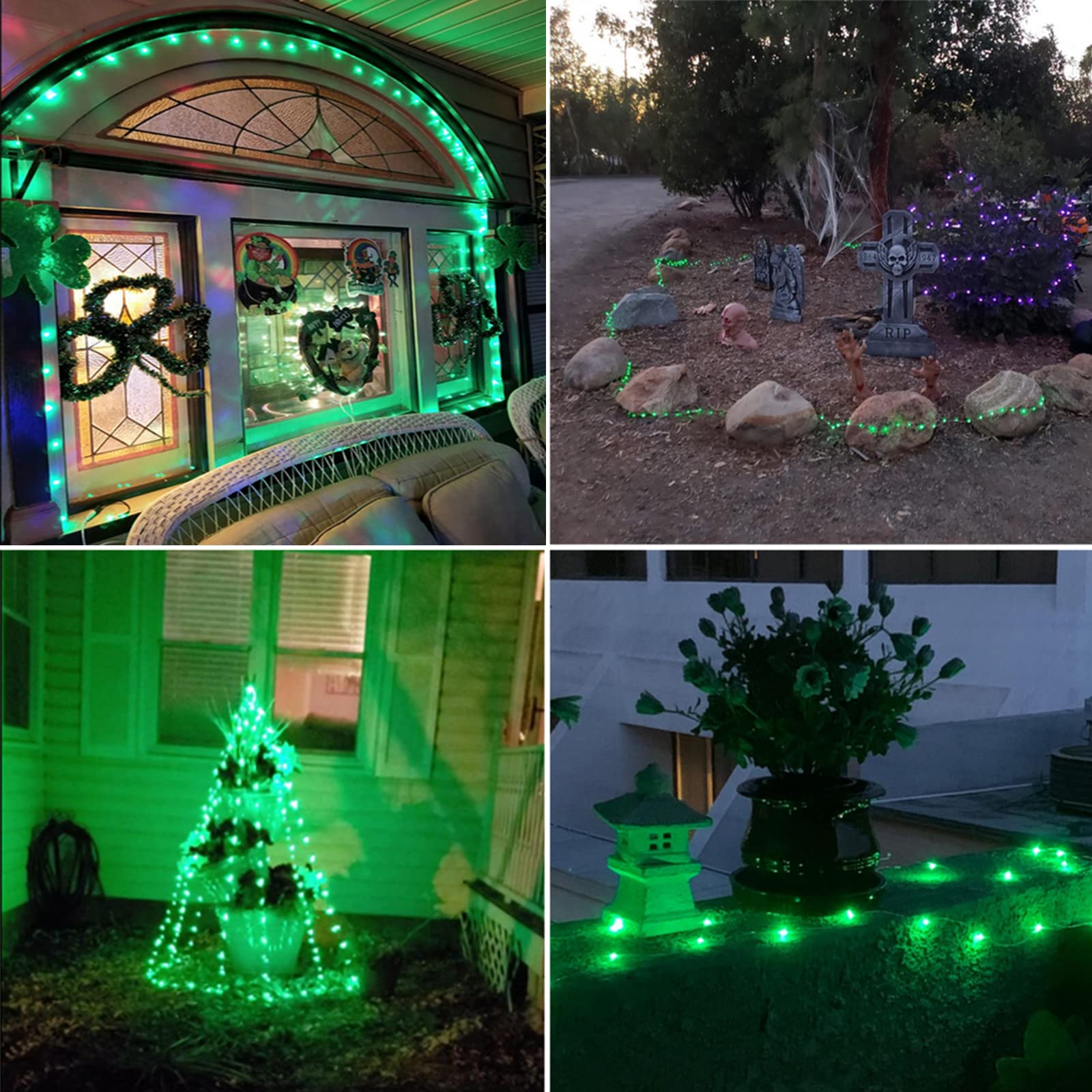 Ruichen 20 Ft Green Usb Fairy Lights, 120 Led Waterproof Copper Wire Lights, 2 Pack