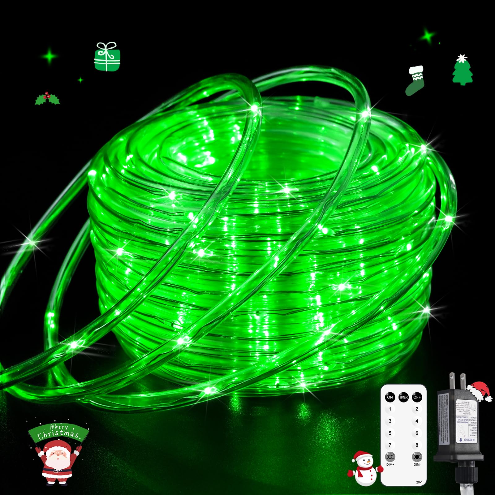 JMEXSUSS 200 LED Green Lights String for St Patrick, Green Rope Lights Indoor Outdoor Waterproof, 66 FT Green Christmas Lights Plug in for St Patrick Day Decoration Outside House Garden