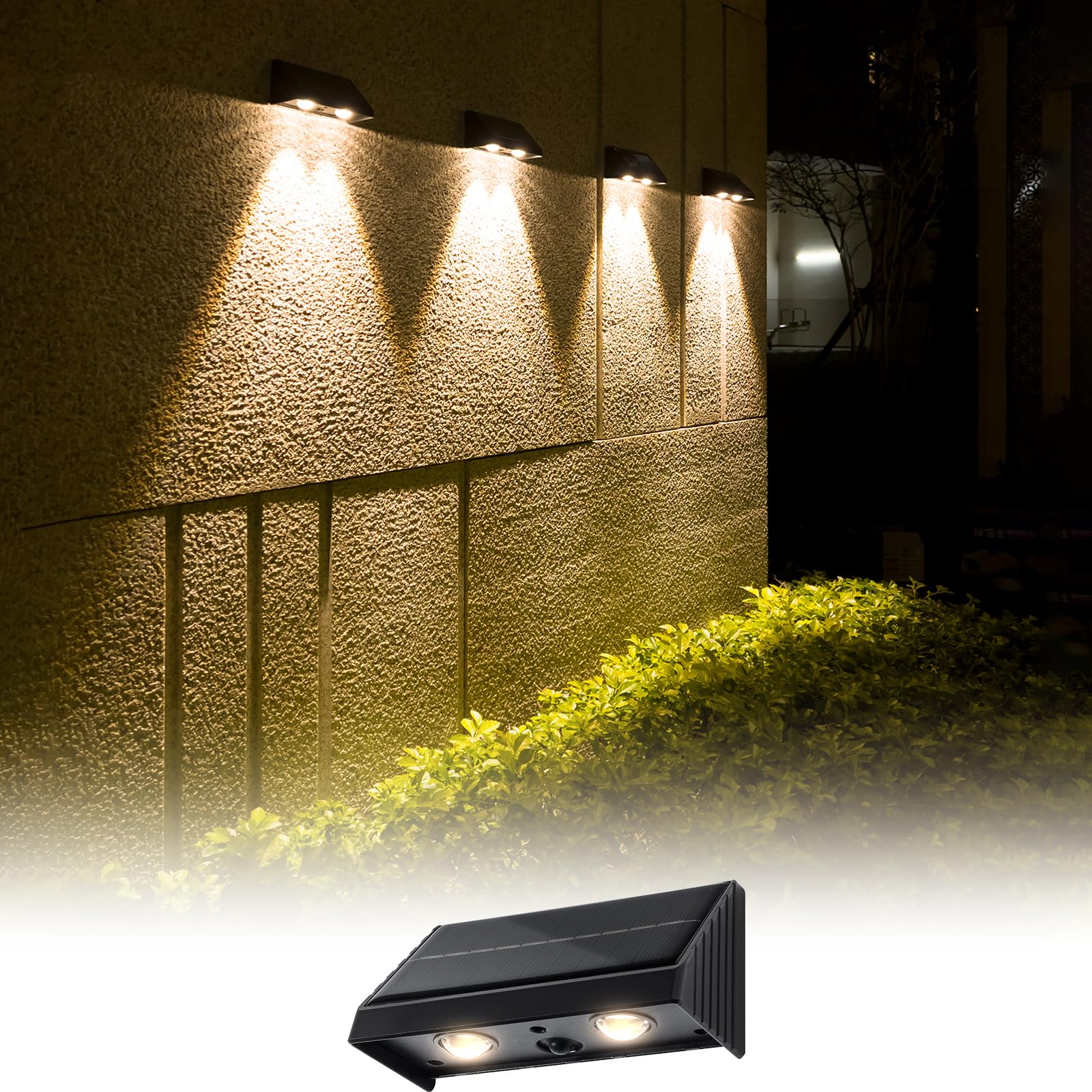 XmnSoly Solar Wall Lights Outdoor 3000K Warm White Downlights Waterproof LED Dusk to Dawn Solar Lights for House Number  Patio  Porch  Address Sign(1Pack  Downlight)